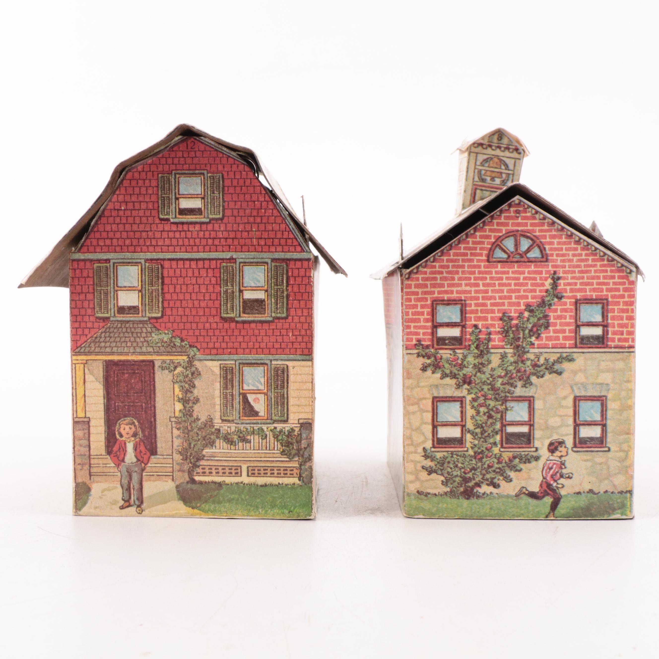 McLoughlin Bros "Pretty Village" Tin and Paper Model Houses, Early 20th Century