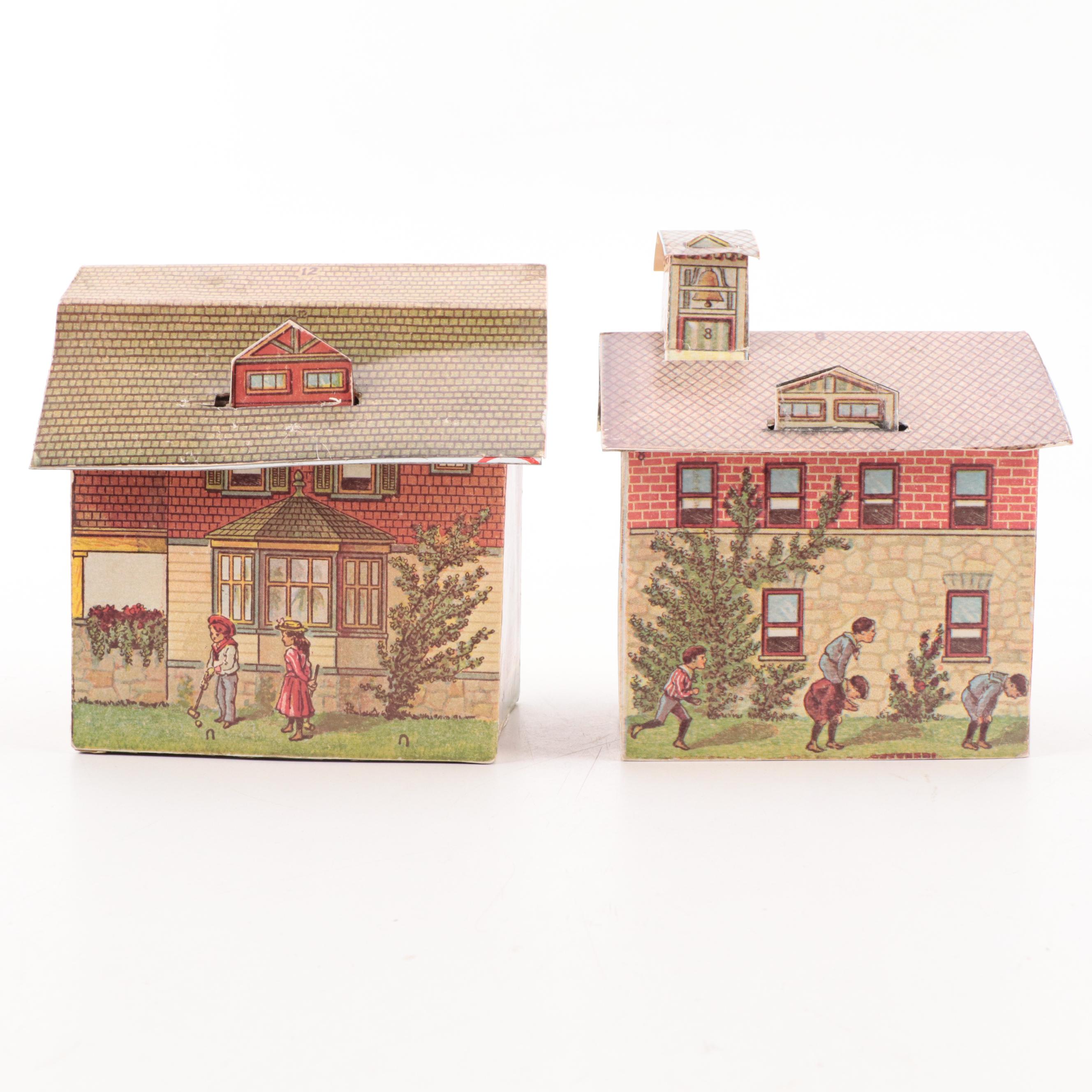 McLoughlin Bros "Pretty Village" Tin and Paper Model Houses, Early 20th Century