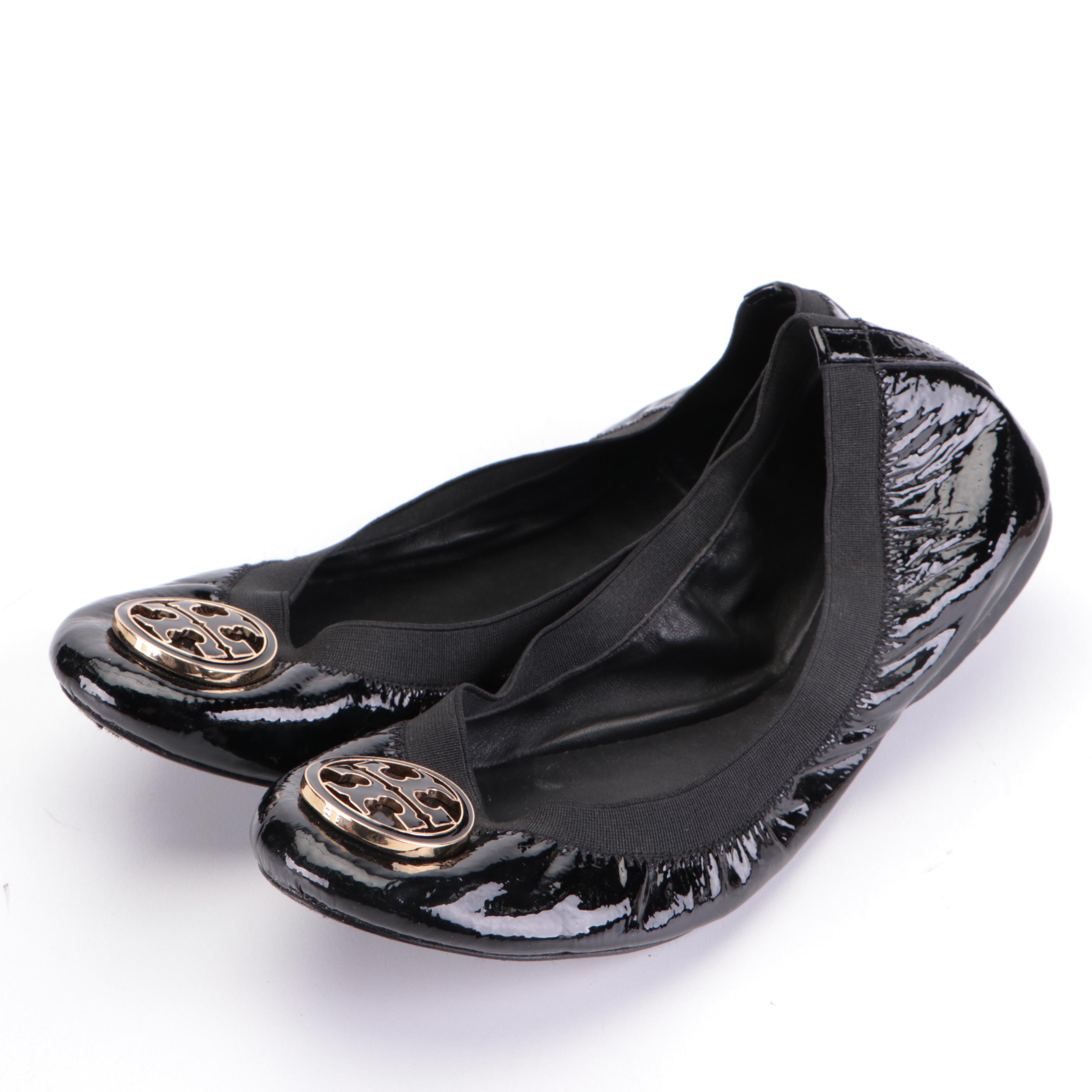 Tory Burch Caroline Flats in Patent Leather and Suede