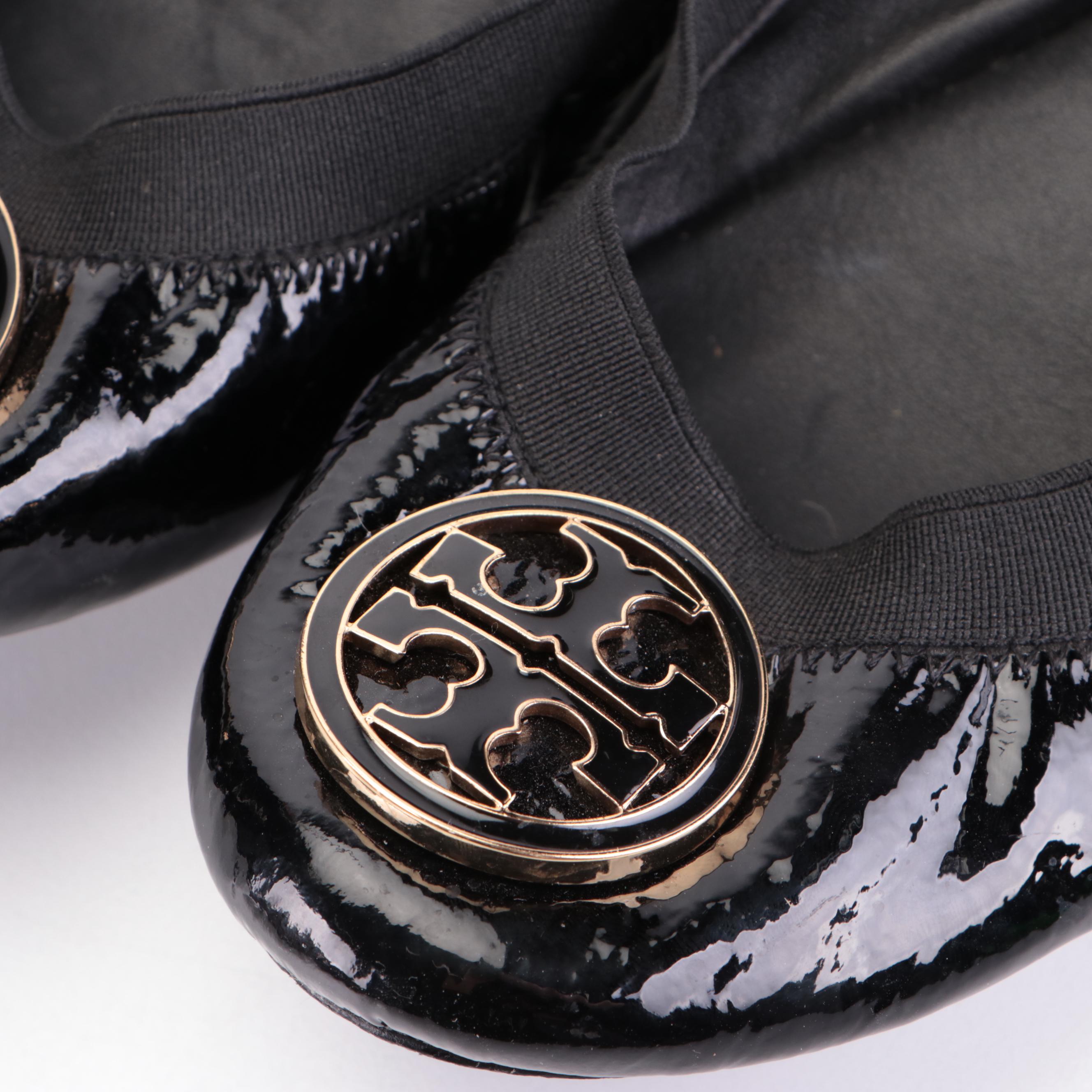 Tory Burch Caroline Flats in Patent Leather and Suede