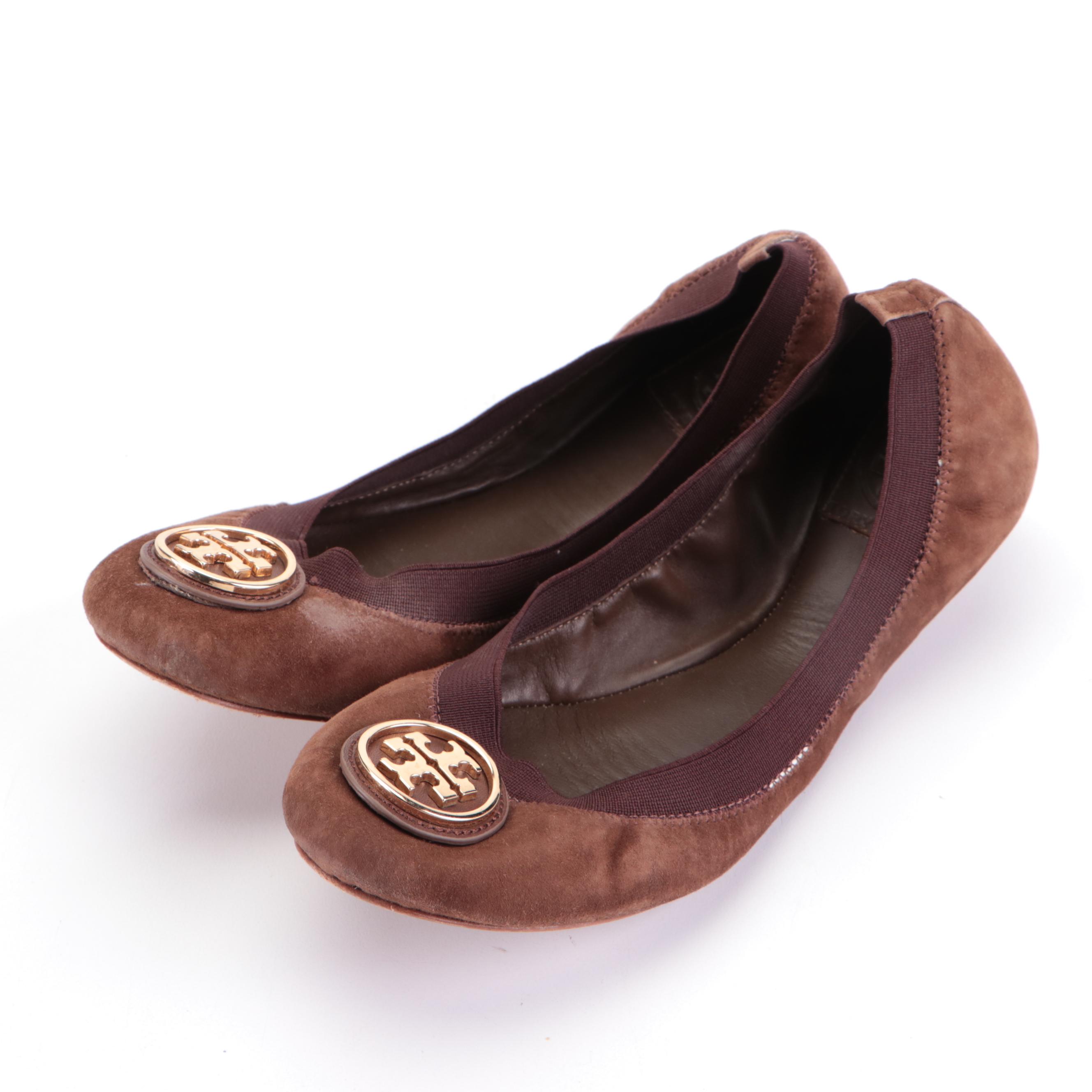 Tory Burch Caroline Flats in Patent Leather and Suede