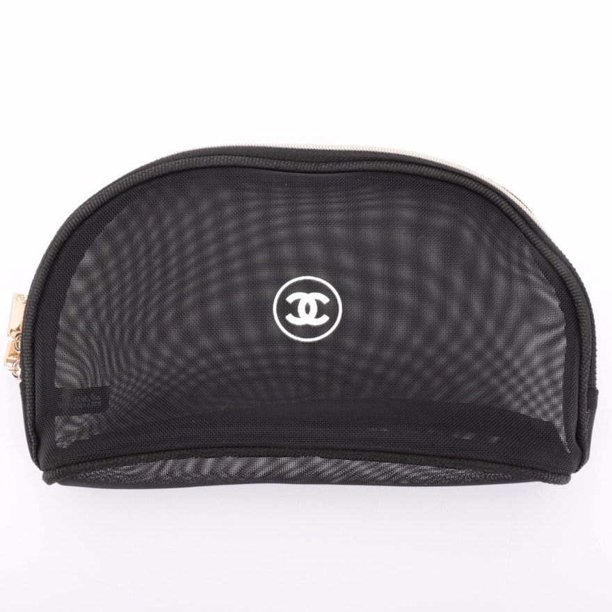 Chanel Promotional Black Mesh Cosmetics Bag