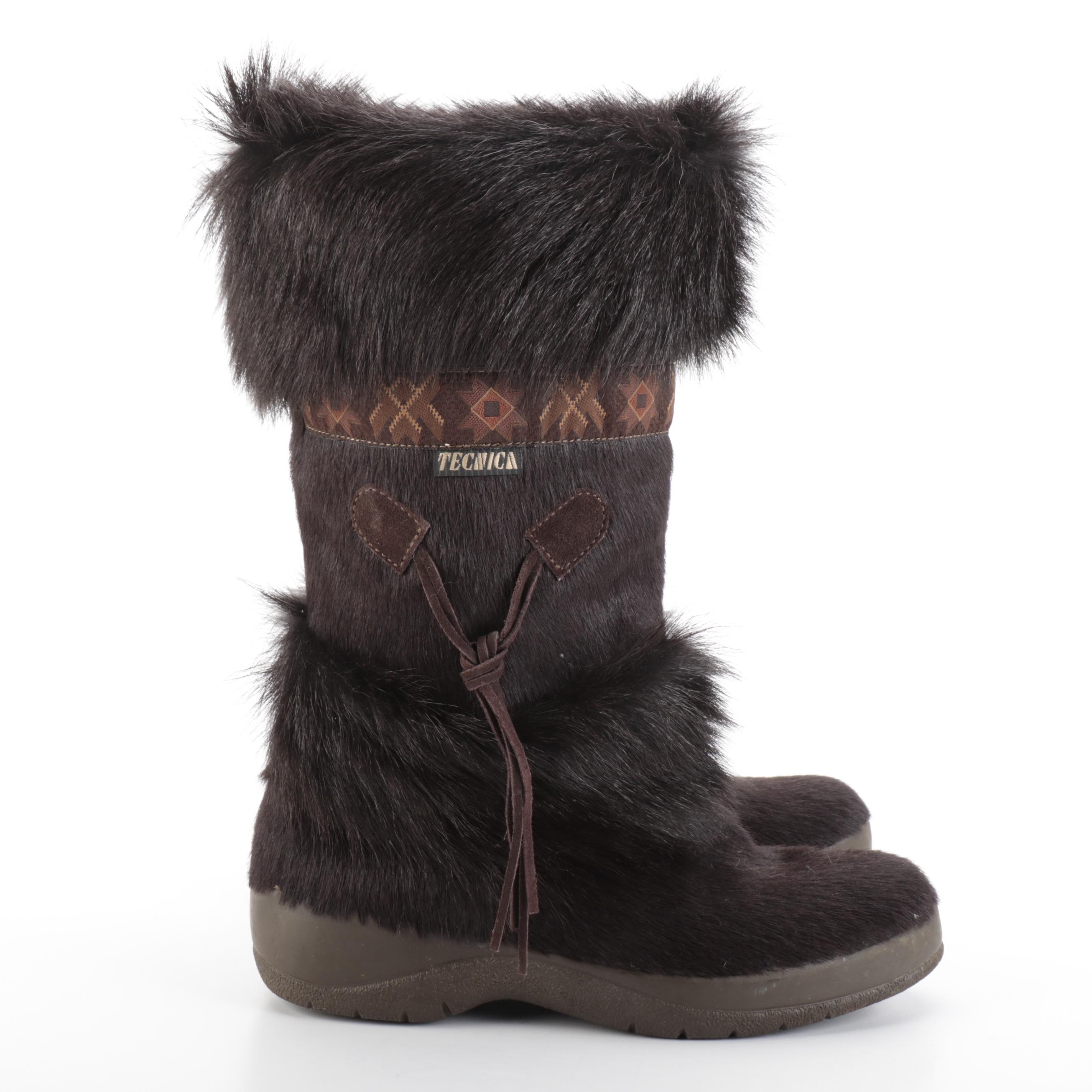 Tecnica Skandia Apres Ski Boots in Brown Goat Fur