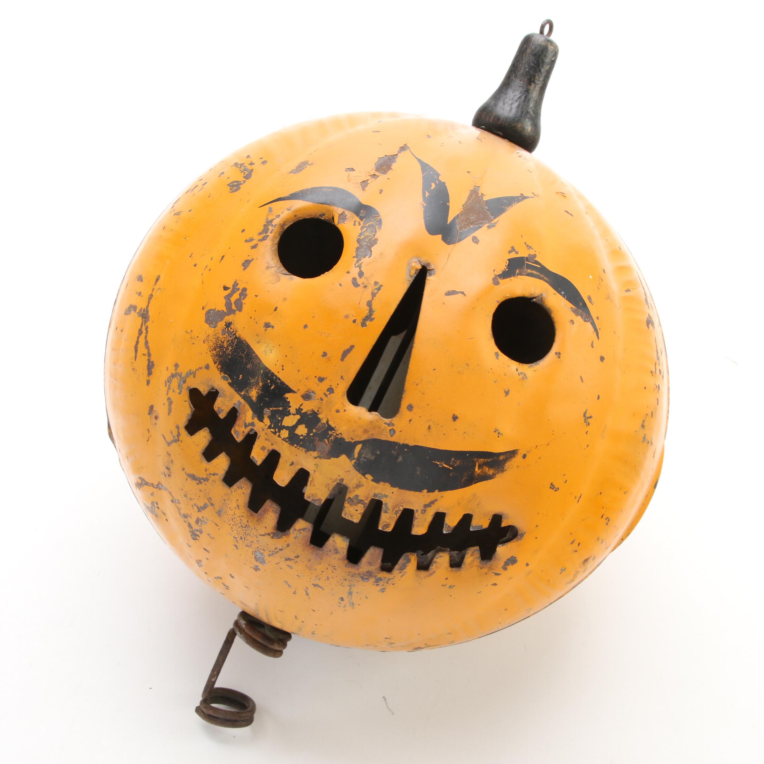 Tin Halloween Parade Jack O'Lantern, Early 20th Century
