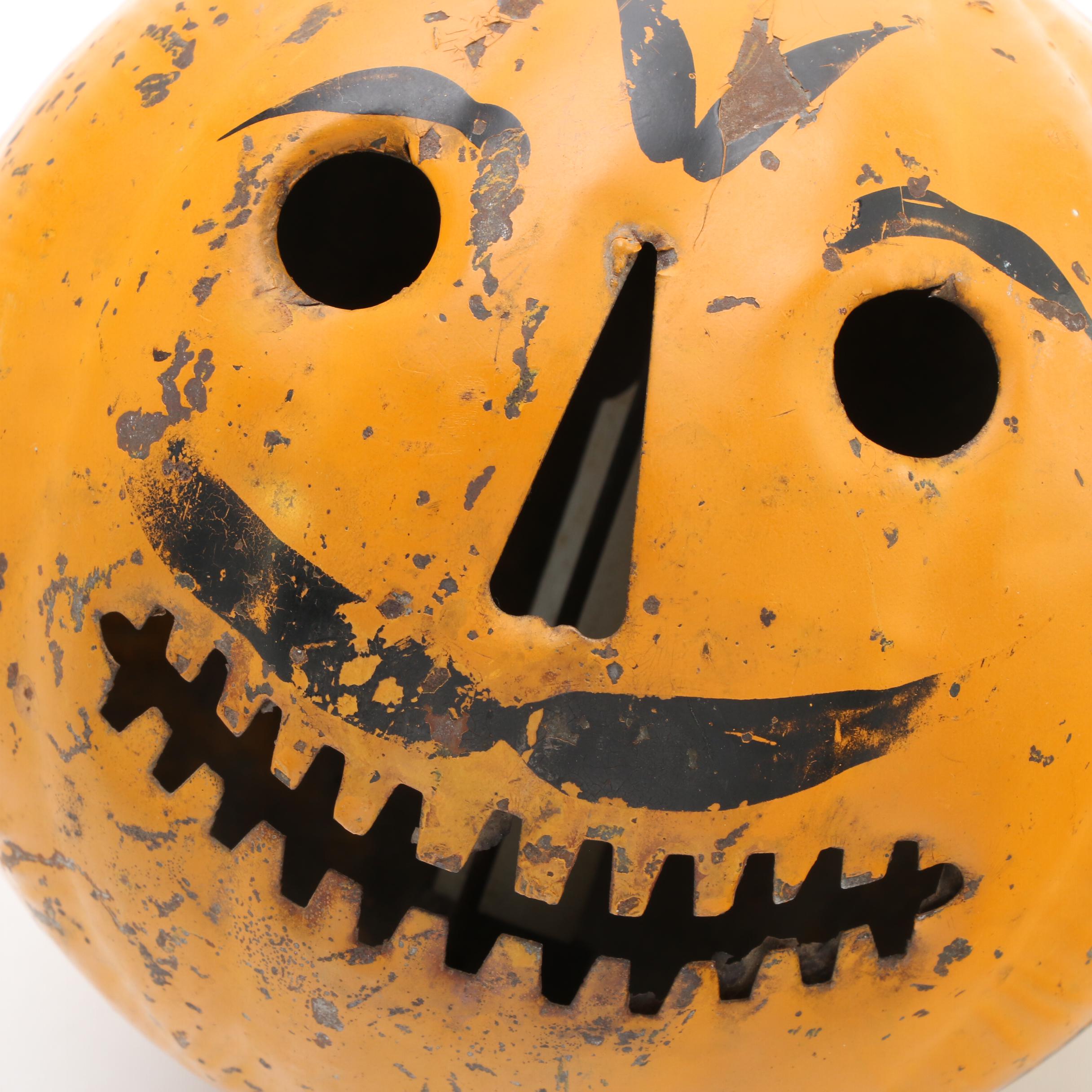 Tin Halloween Parade Jack O'Lantern, Early 20th Century