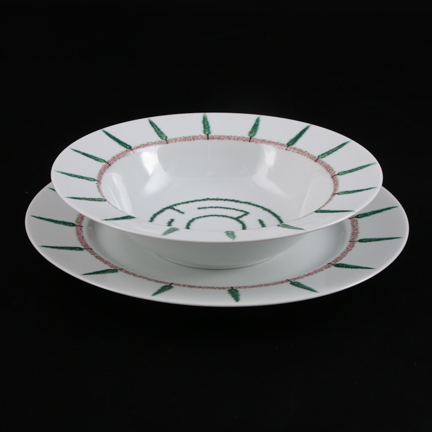 Justin Terzi for Swid Powell "Cypress" Chop Plate and Round Vegetable Bowl