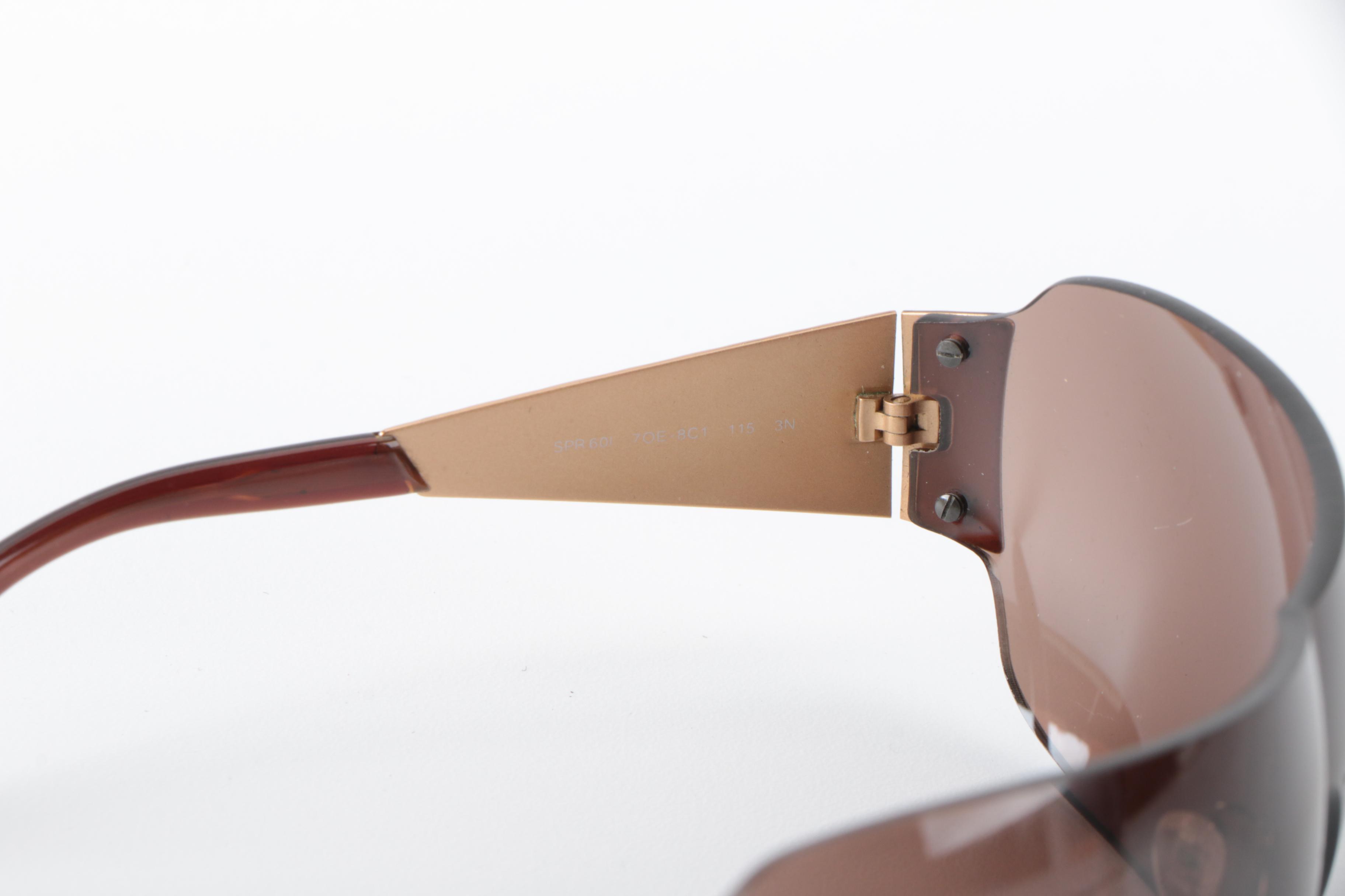 Prada Embellished Shield Sunglasses with Case