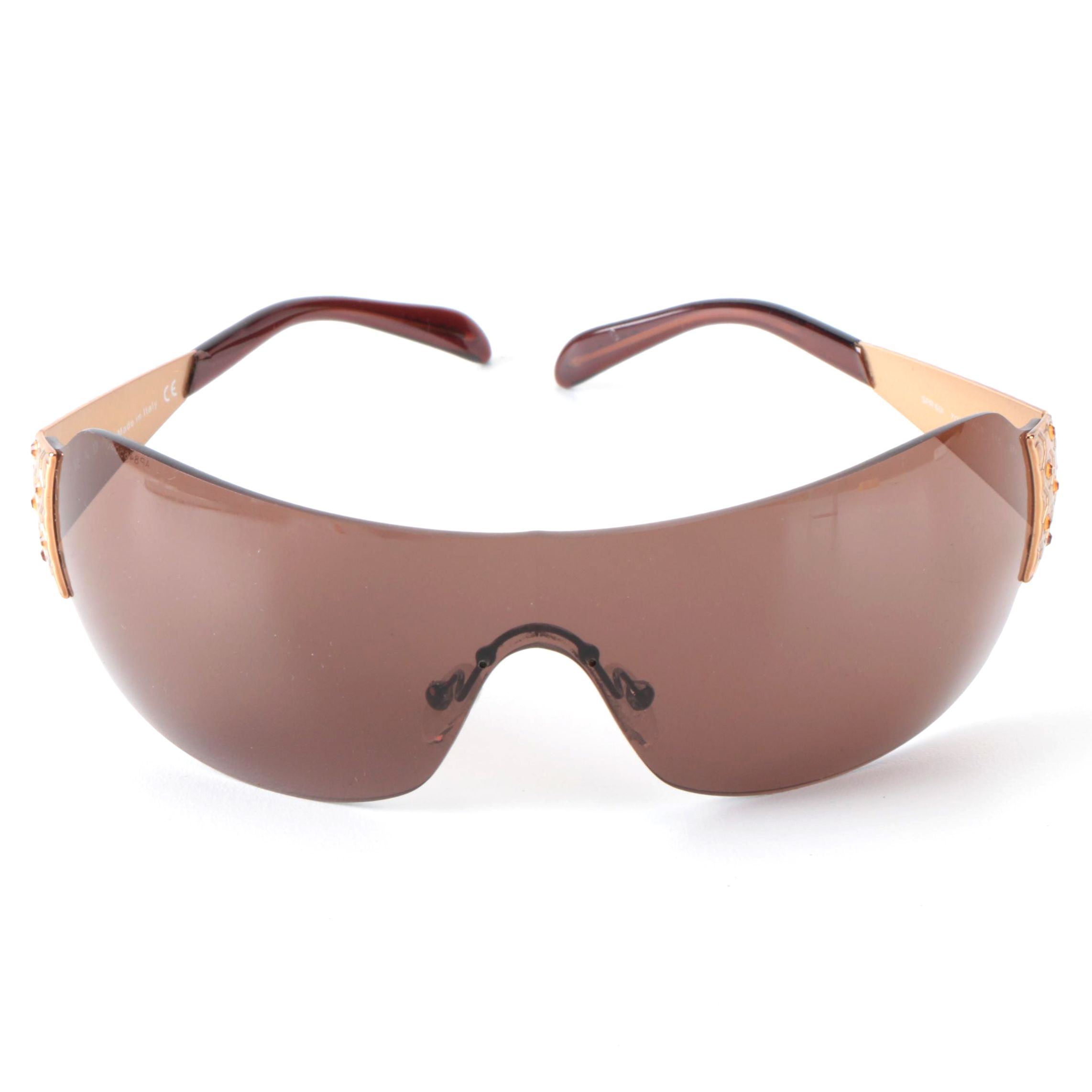 Prada Embellished Shield Sunglasses with Case