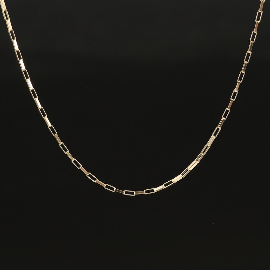 10K Rectangular Oval Link Cable Chain Necklace