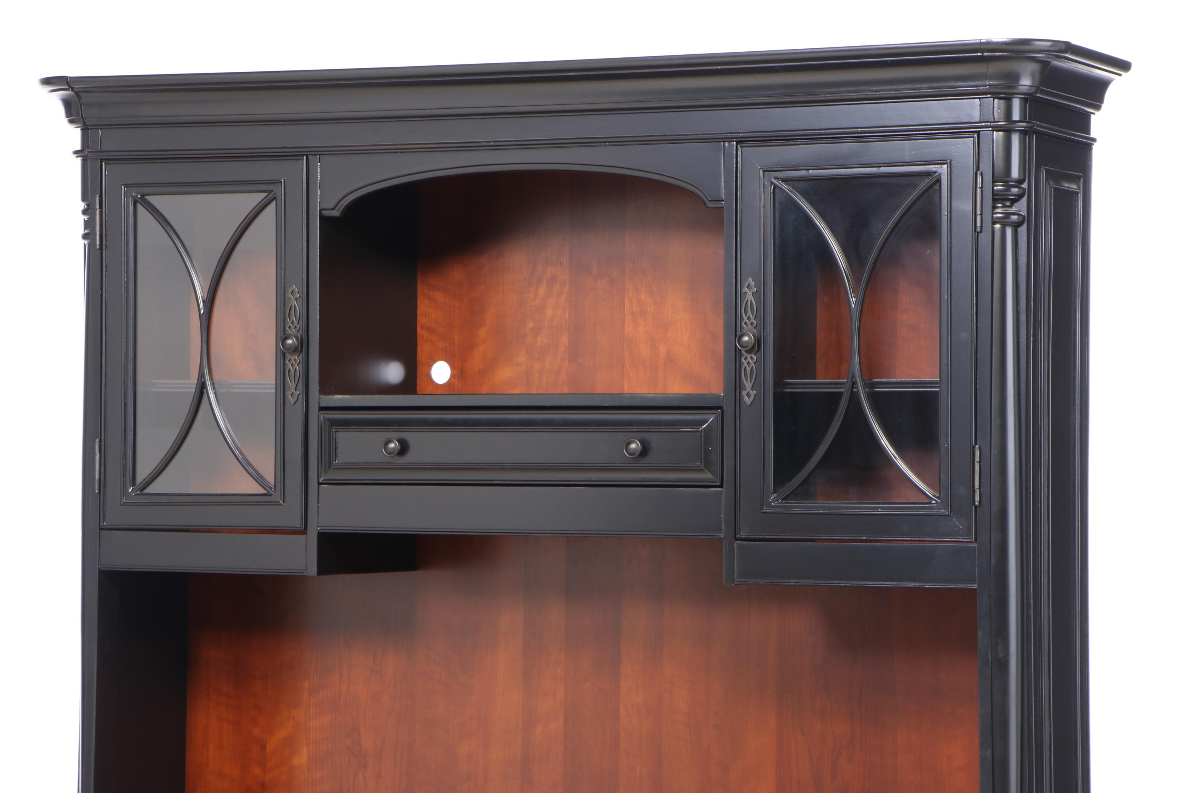 Havertys "Westbury" Cherrywood and Parcel-Ebonized Desk with Hutch