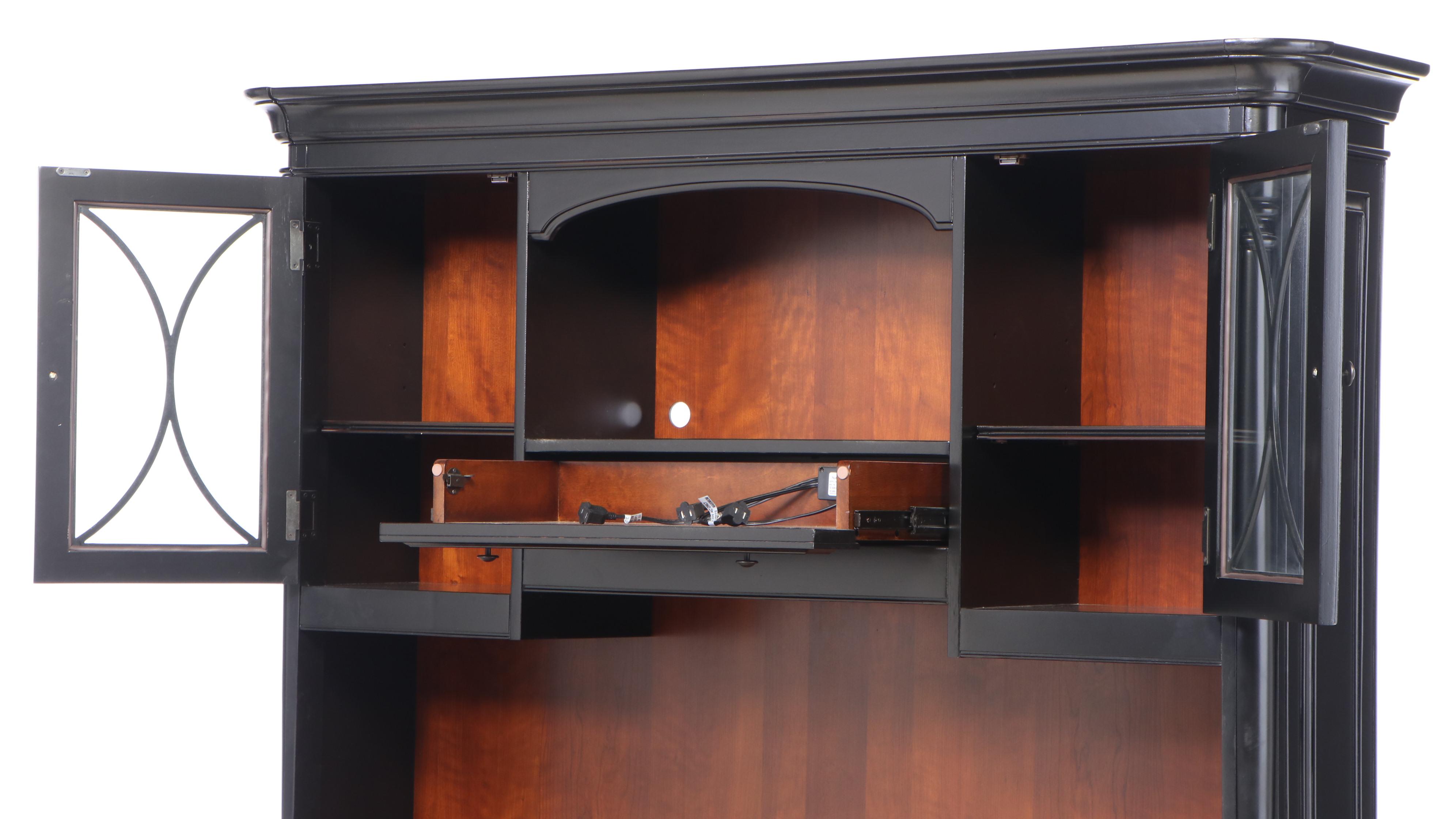 Havertys "Westbury" Cherrywood and Parcel-Ebonized Desk with Hutch