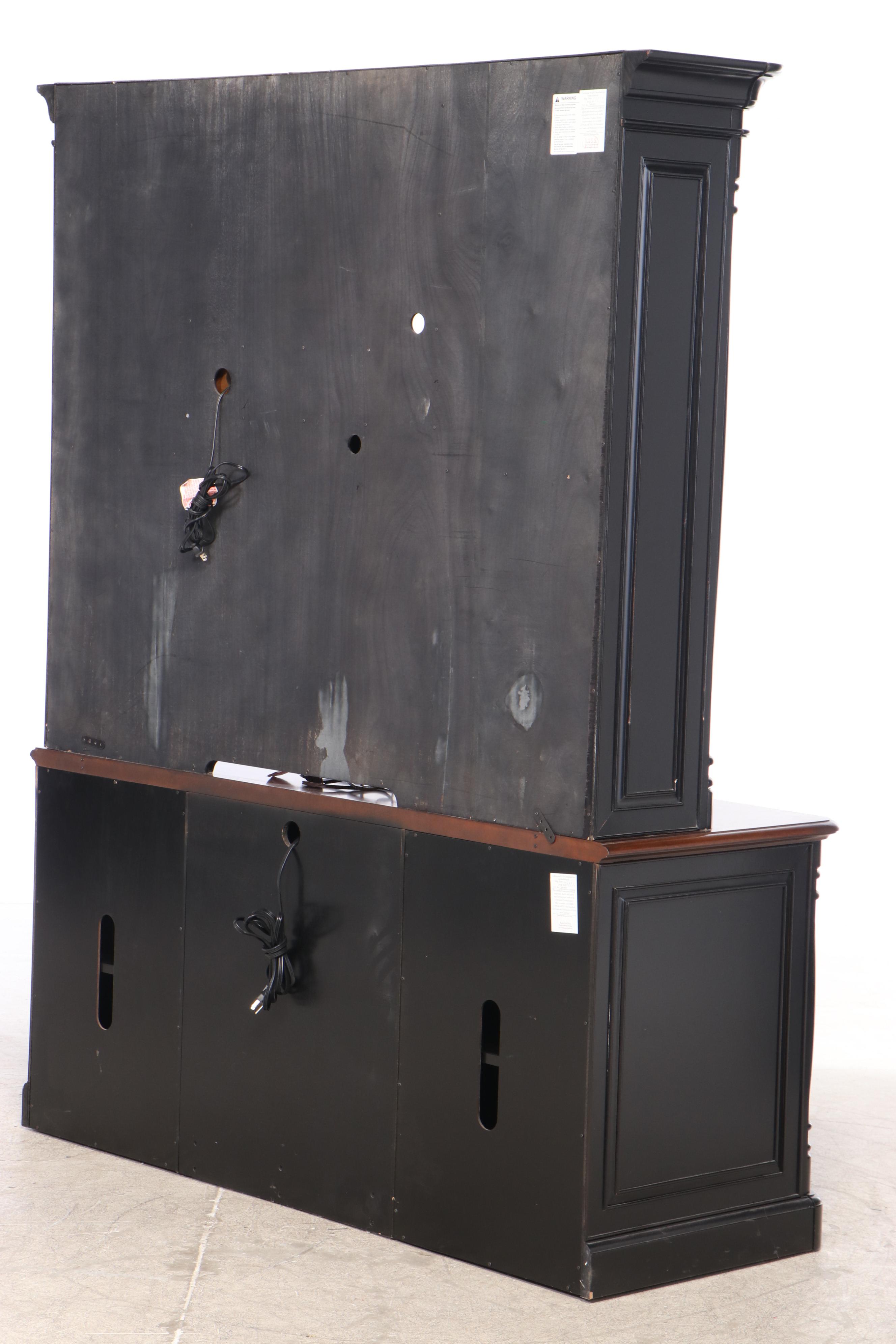 Havertys "Westbury" Cherrywood and Parcel-Ebonized Desk with Hutch