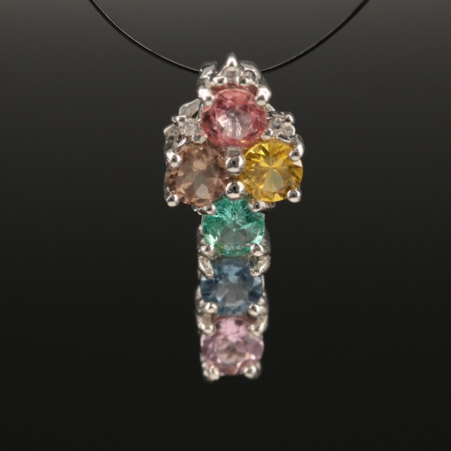 Sterling Sapphire and Gemstone Pendant