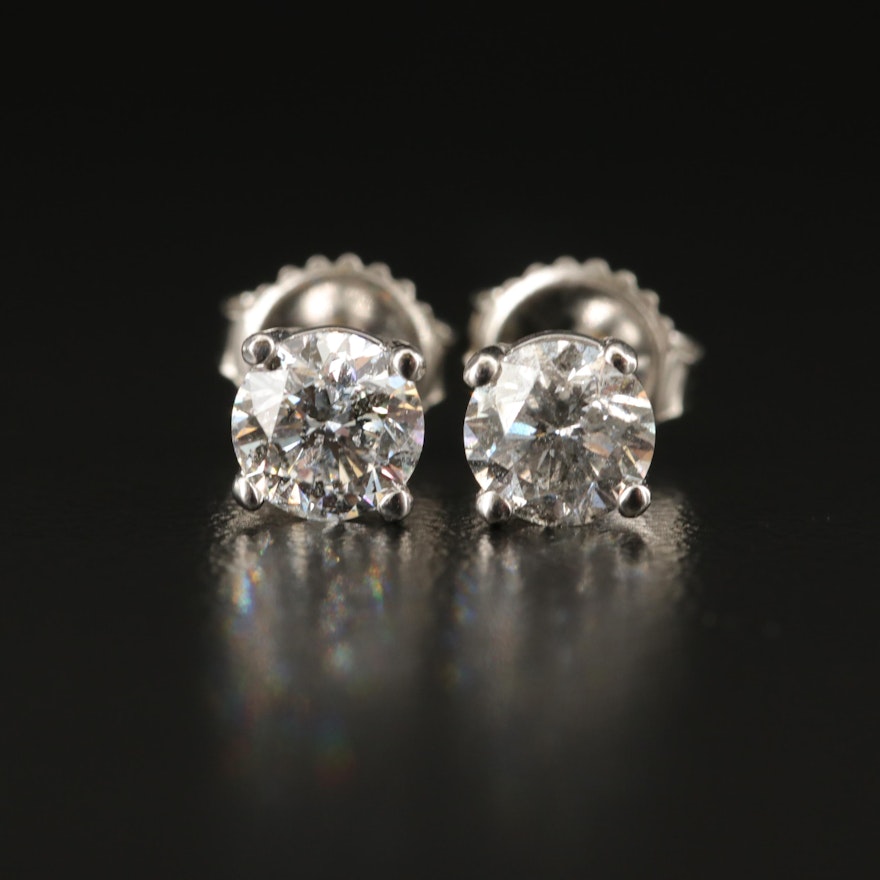 Platinum 1.44 CTW Diamond Stud Earrings