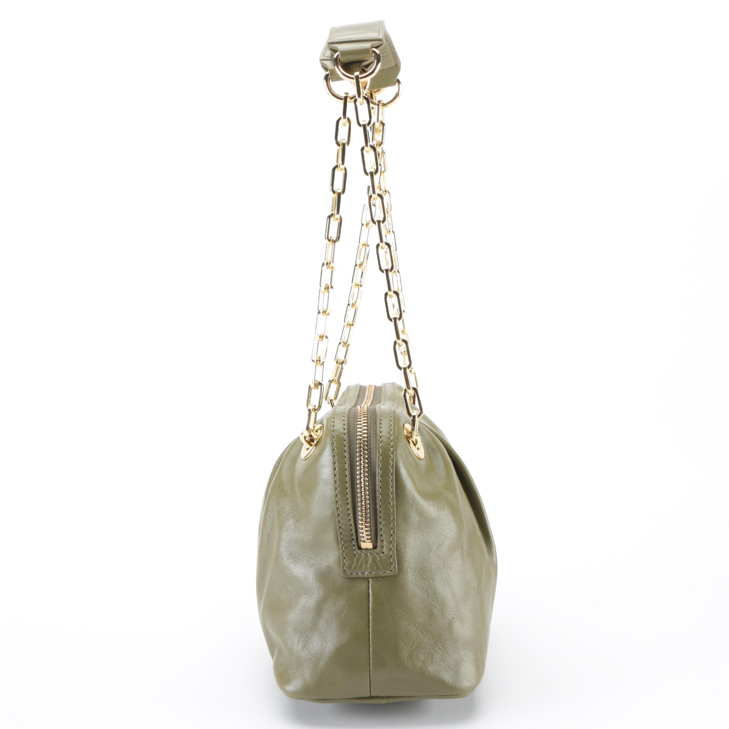 Tory Burch Dena Mini Shoulder Bag in Khaki Green Leather