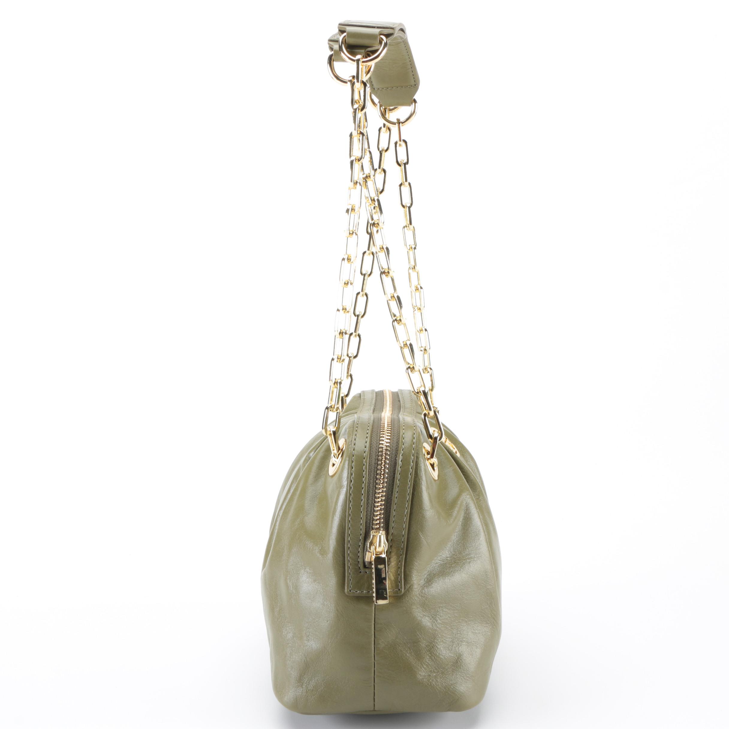 Tory Burch Dena Mini Shoulder Bag in Khaki Green Leather