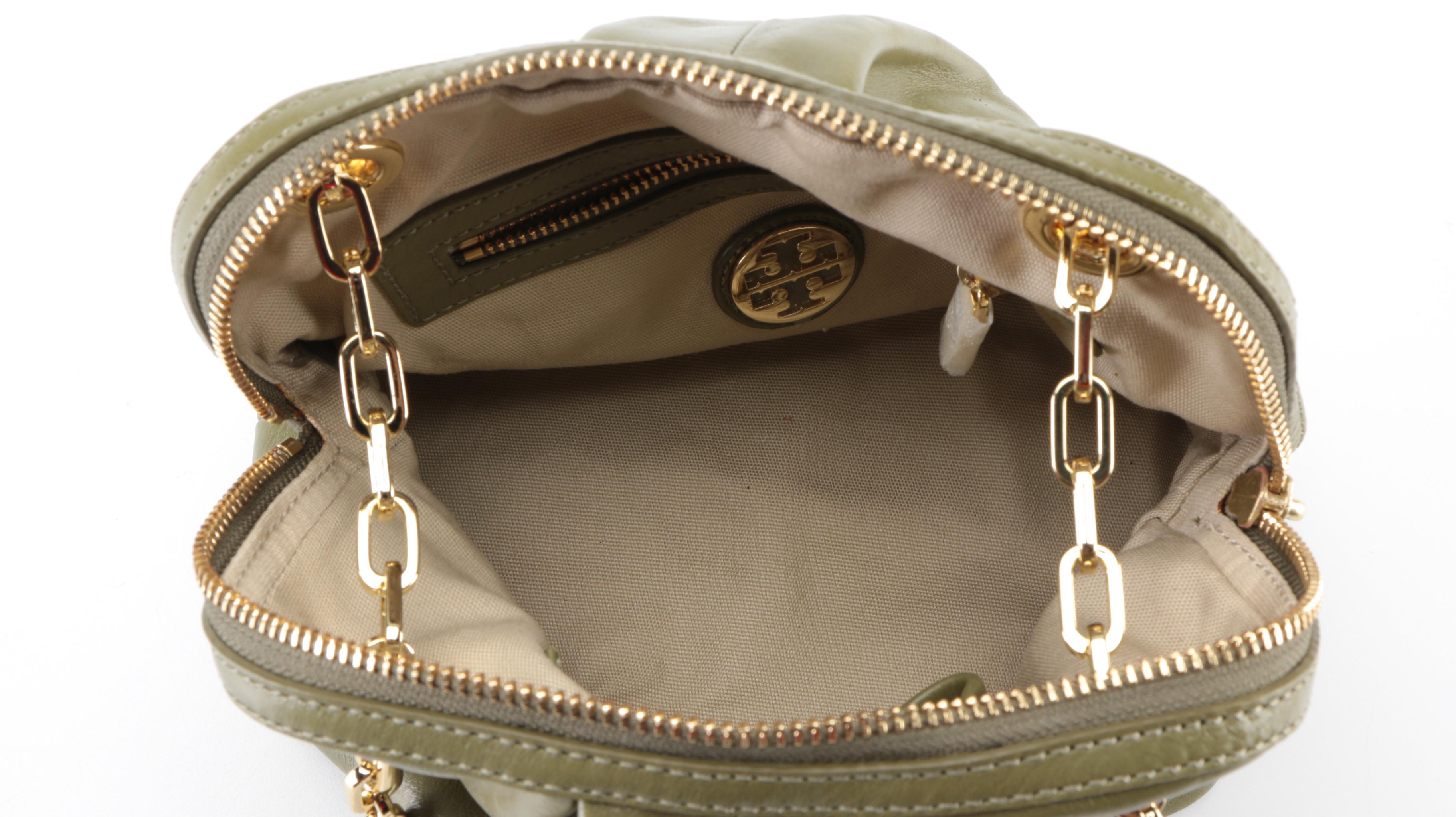 Tory Burch Dena Mini Shoulder Bag in Khaki Green Leather