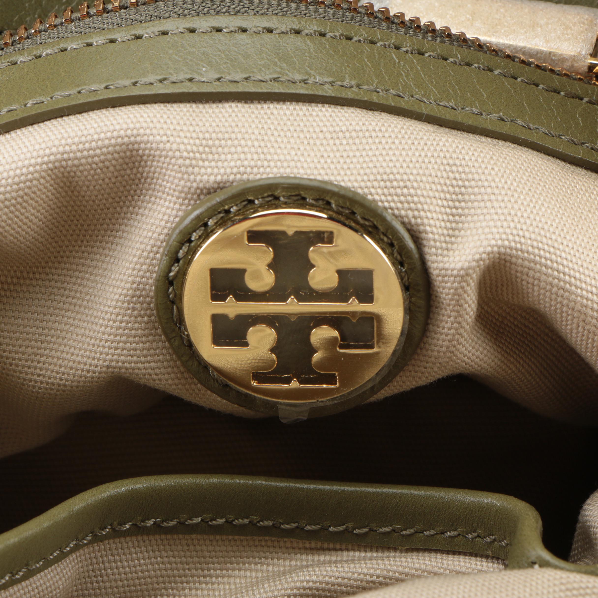 Tory Burch Dena Mini Shoulder Bag in Khaki Green Leather