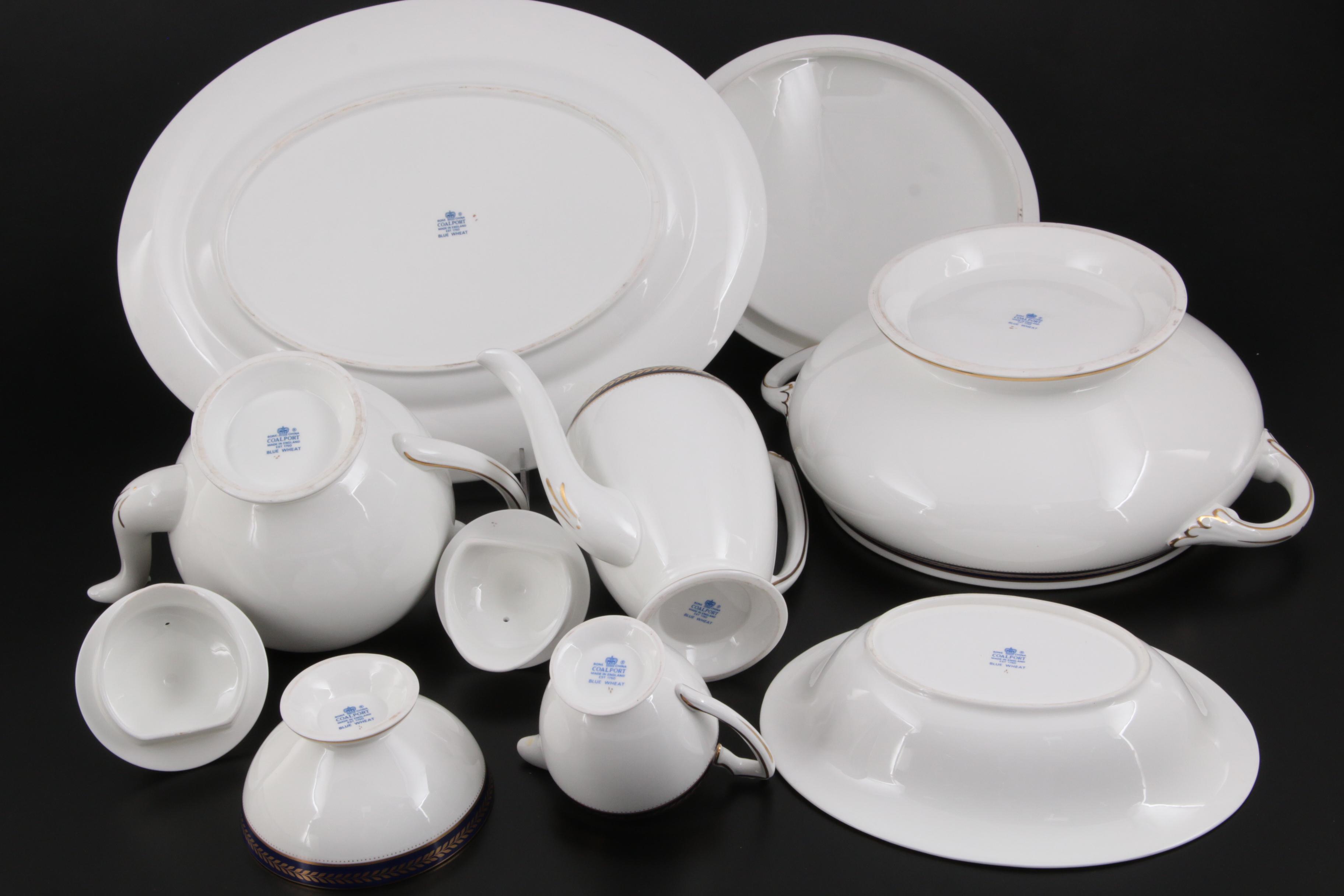 Coalport "Blue Wheat" Bone China Dinnerware and Serveware, 1972-1993