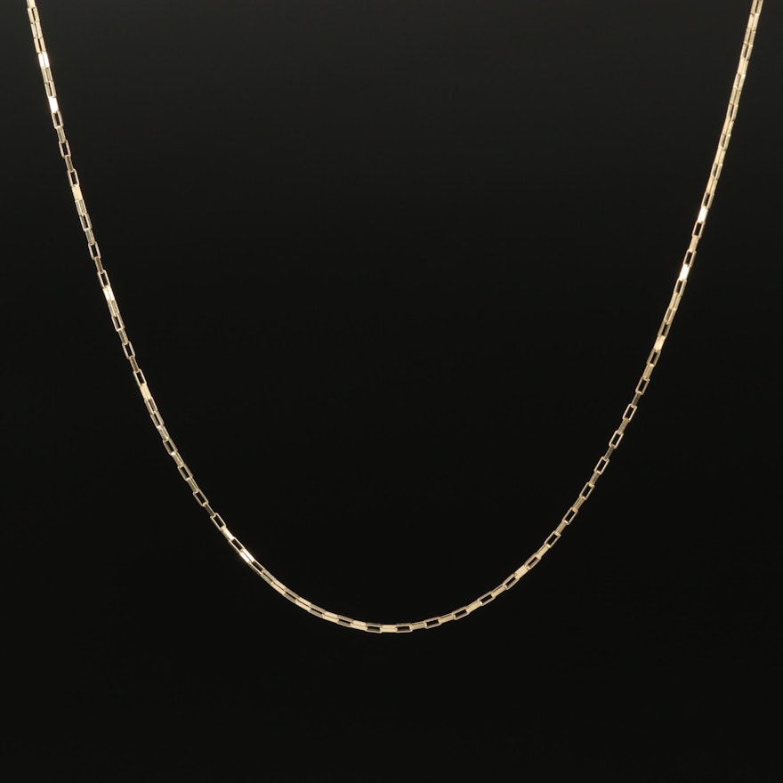 10K Rectangular Oval Link Cable Chain Necklace