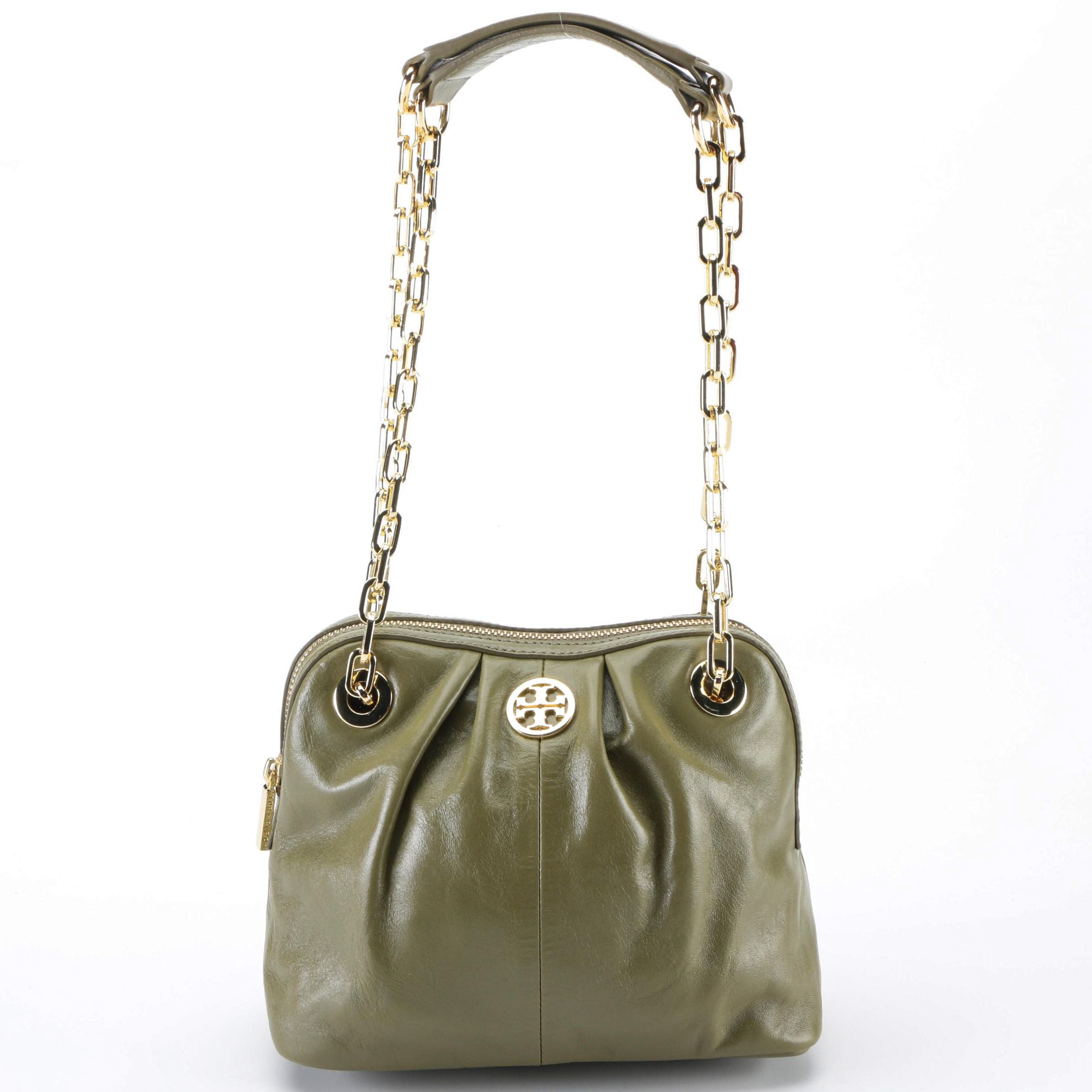 Tory Burch Dena Mini Shoulder Bag in Khaki Green Leather