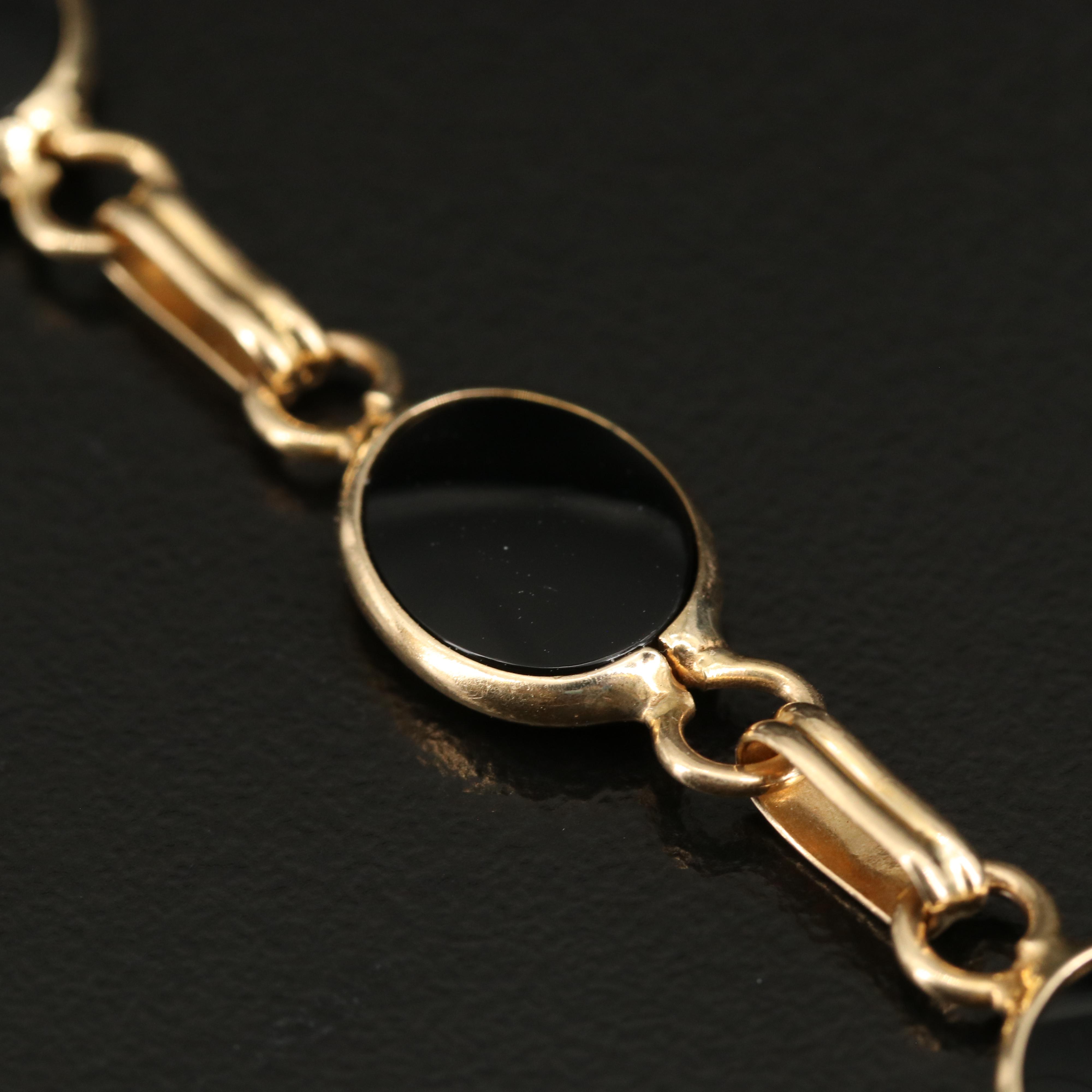 14K Black Onyx Link Bracelet