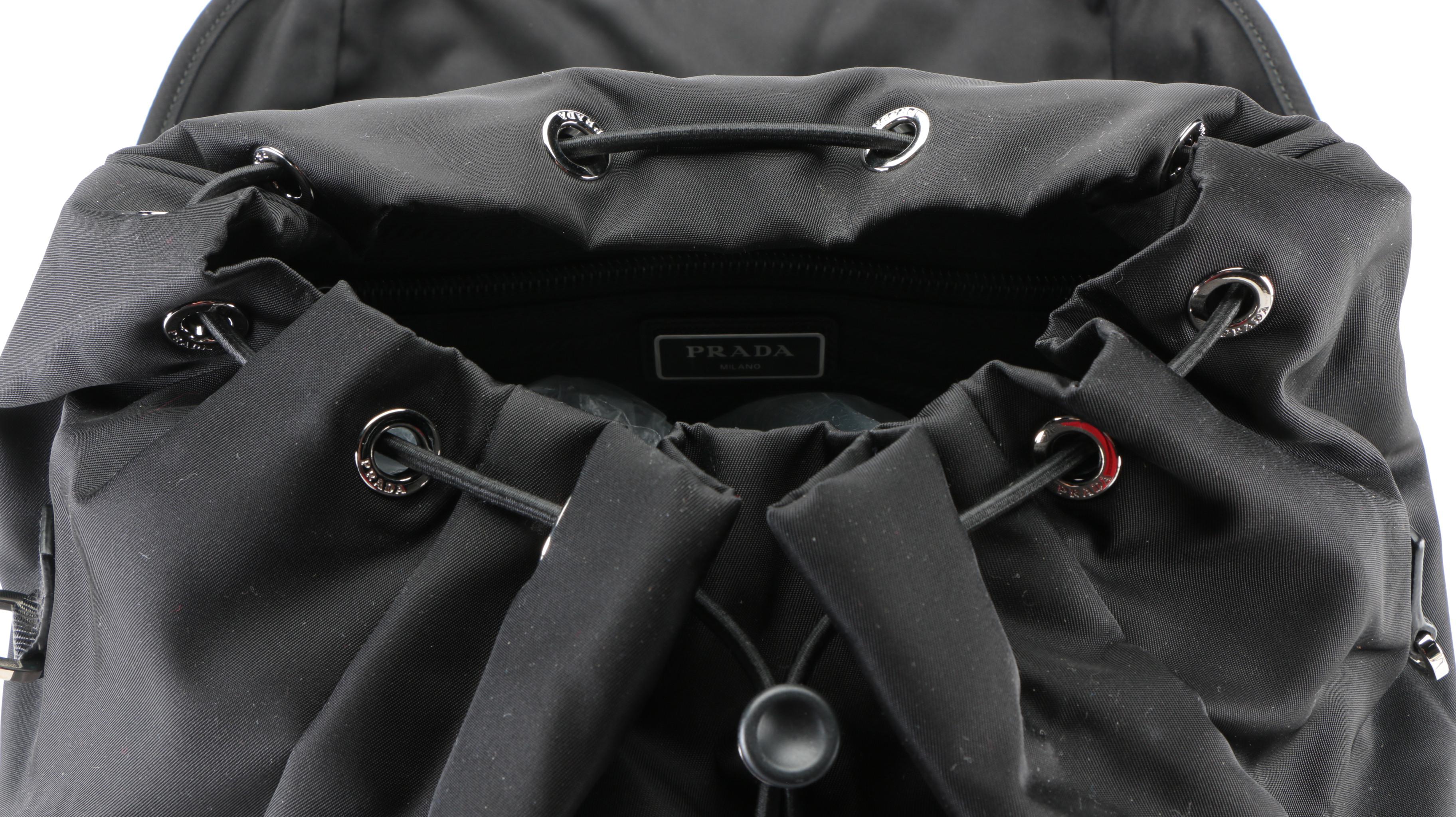 Prada Rucksack Backpack in Black Tessuto Nylon, Multicolor, and Camo Patch