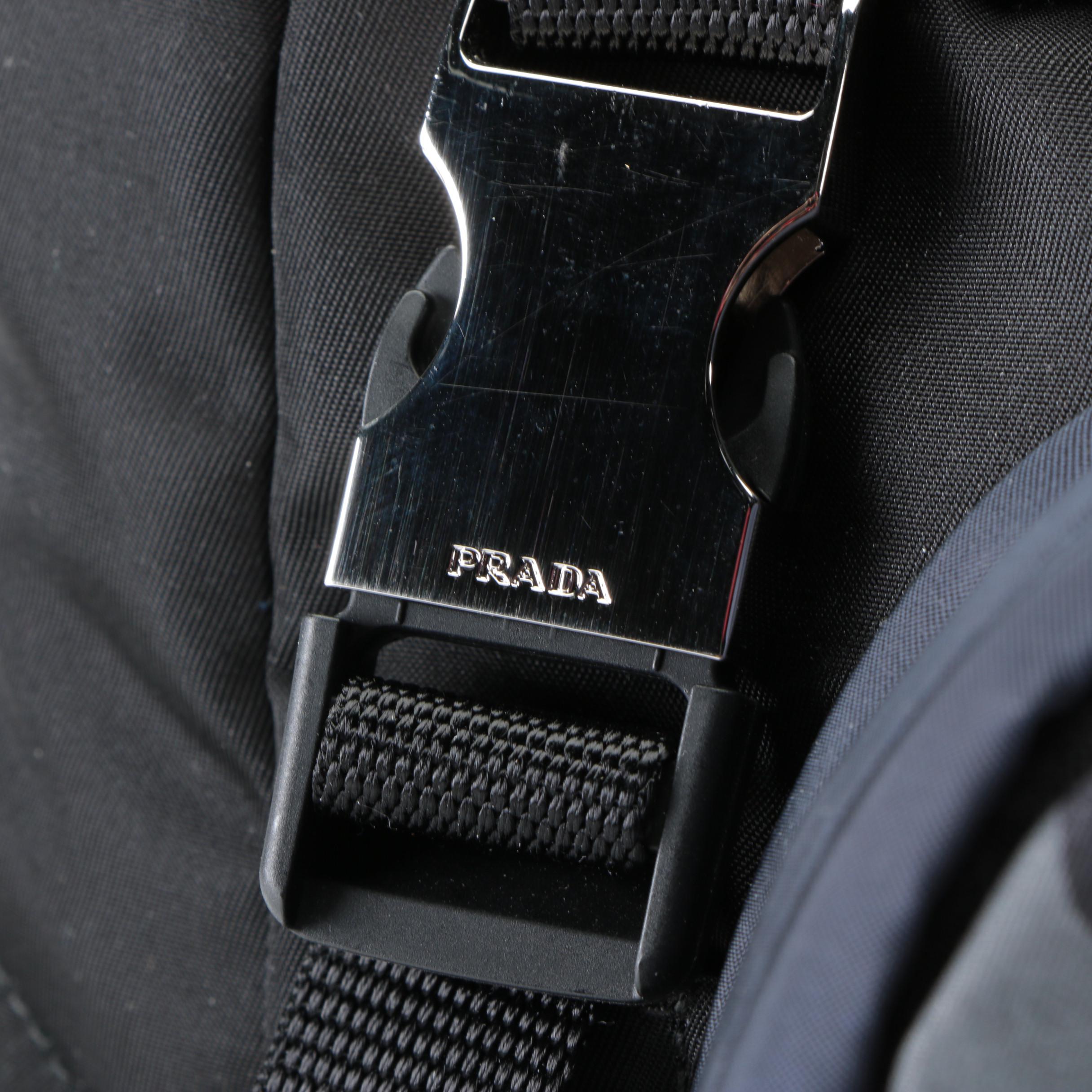 Prada Rucksack Backpack in Black Tessuto Nylon, Multicolor, and Camo Patch