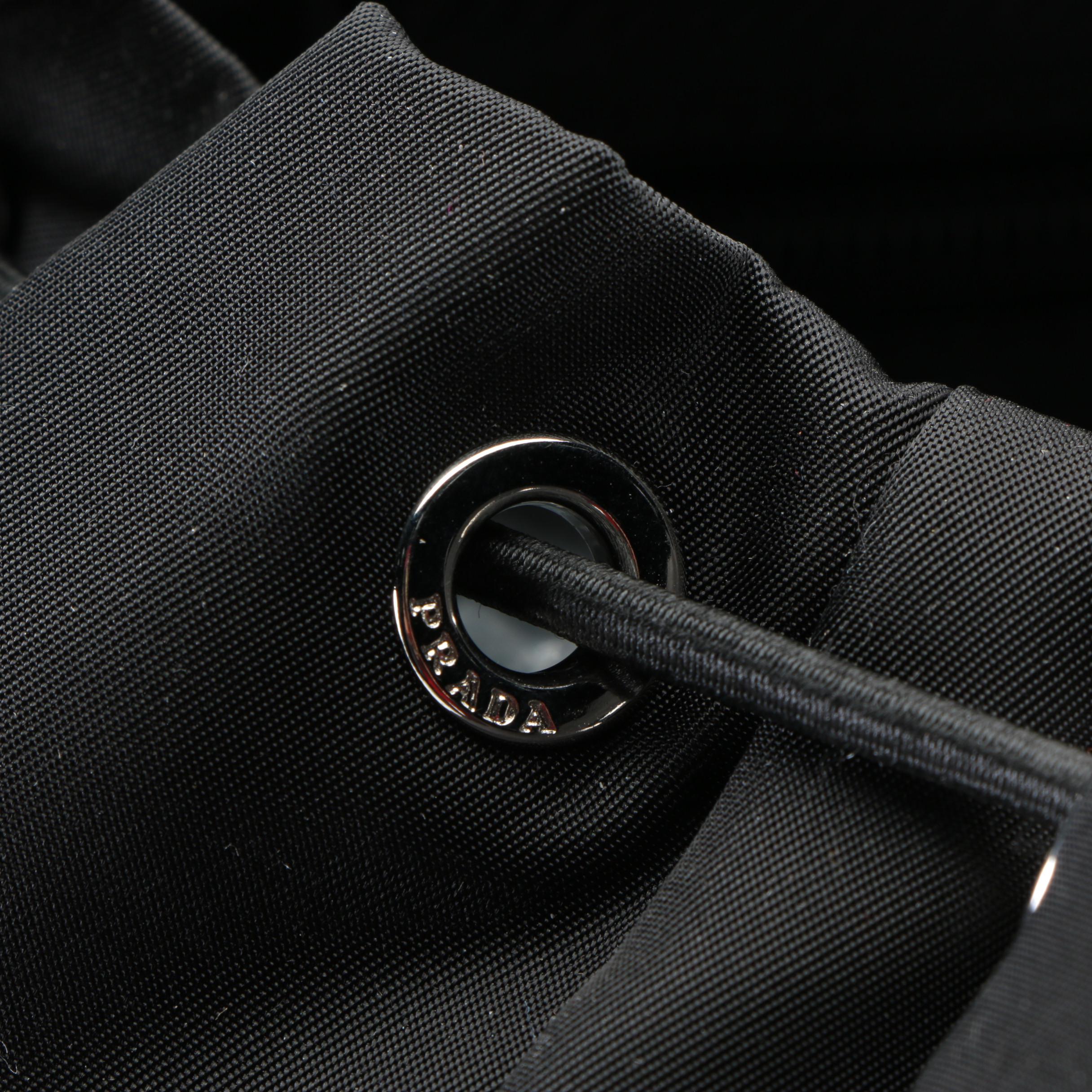 Prada Rucksack Backpack in Black Tessuto Nylon, Multicolor, and Camo Patch