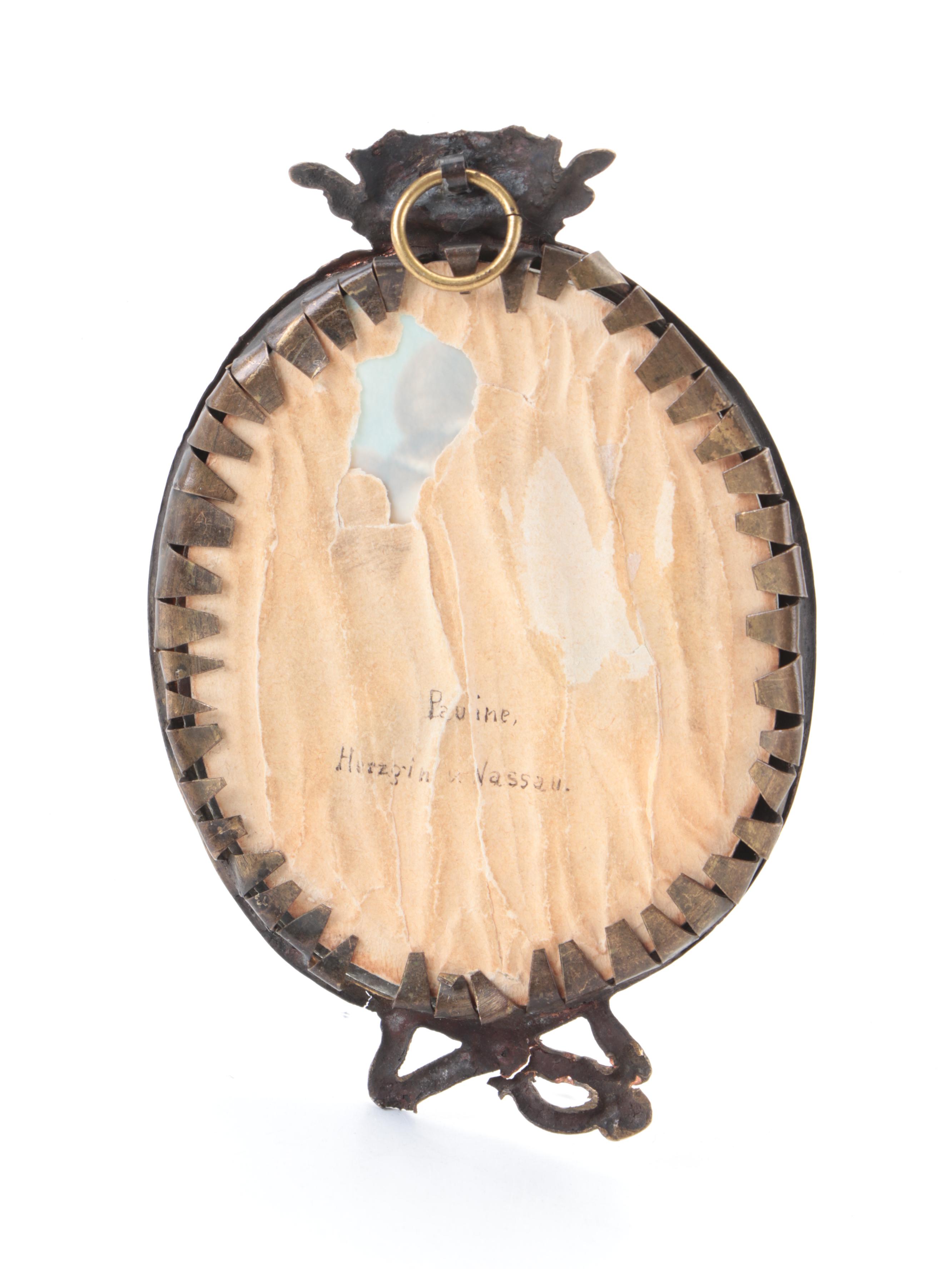 J. Gunter Miniature Portrait Gouache Painting of Duchess of Nassau