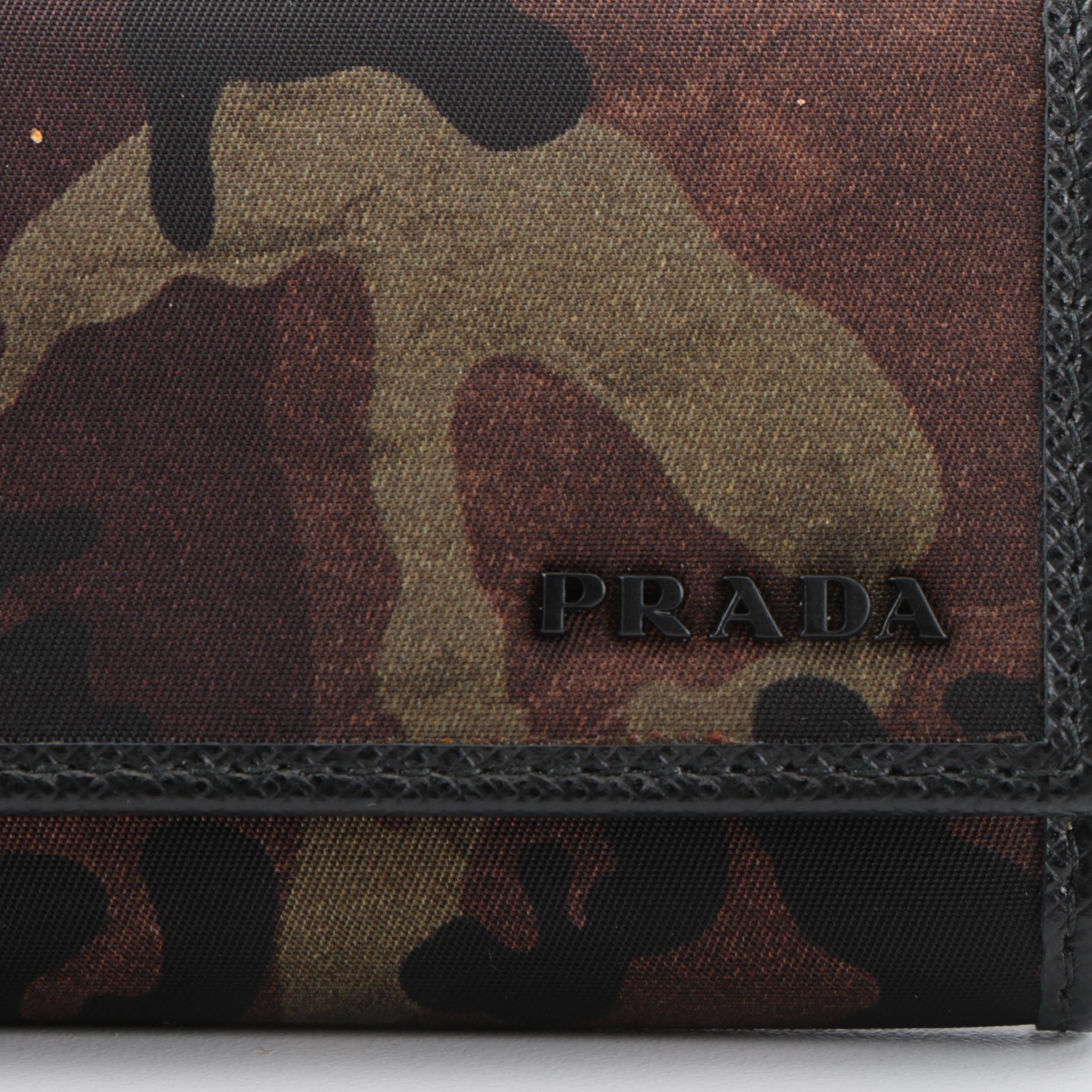Prada Six-Key Holder in Camouflage Tessuto Nylon and Saffiano Leather