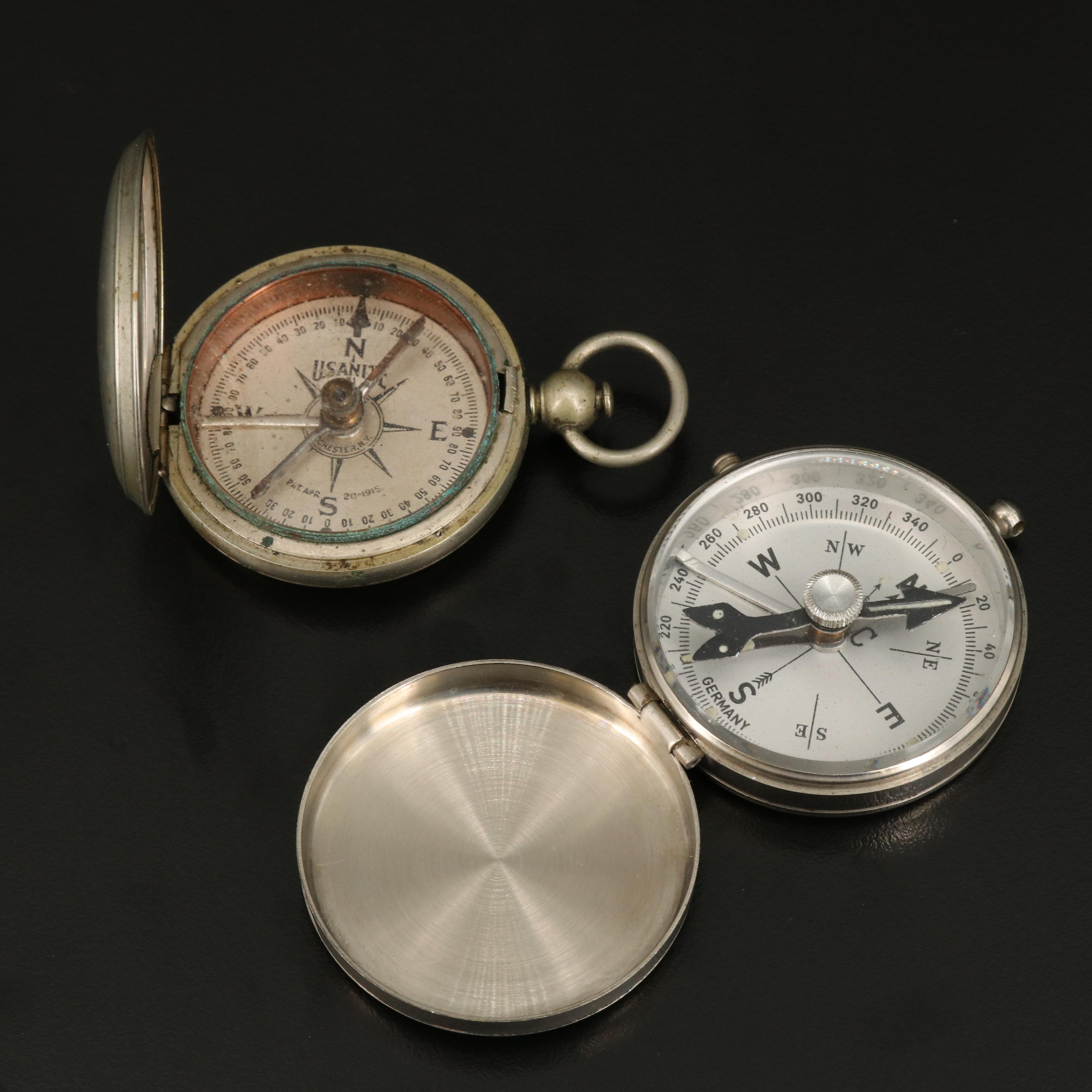 WWI Era USANITE Hand Compass with 1980s German PIC Compass