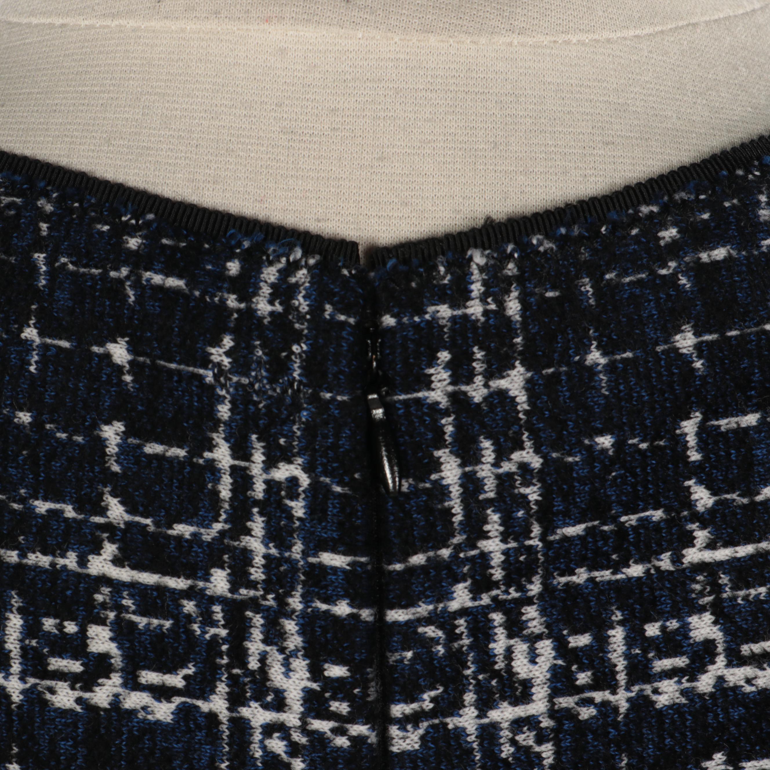 Prada Sleeveless Navy Tweed Dress with V-Cut Neckline