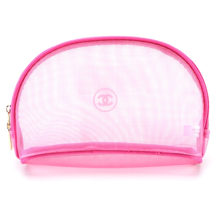 Chanel Promotional Pink Mesh Cosmetic Bag