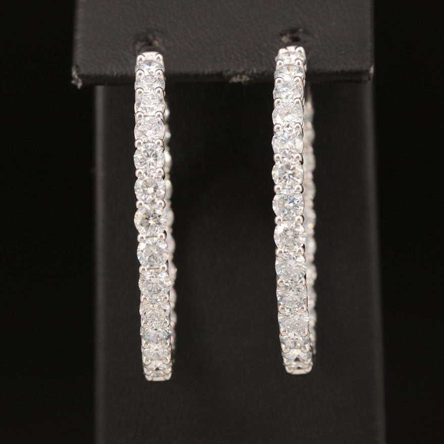 14K 10.00 CTW Diamond Inside-Out Hoop Earrings