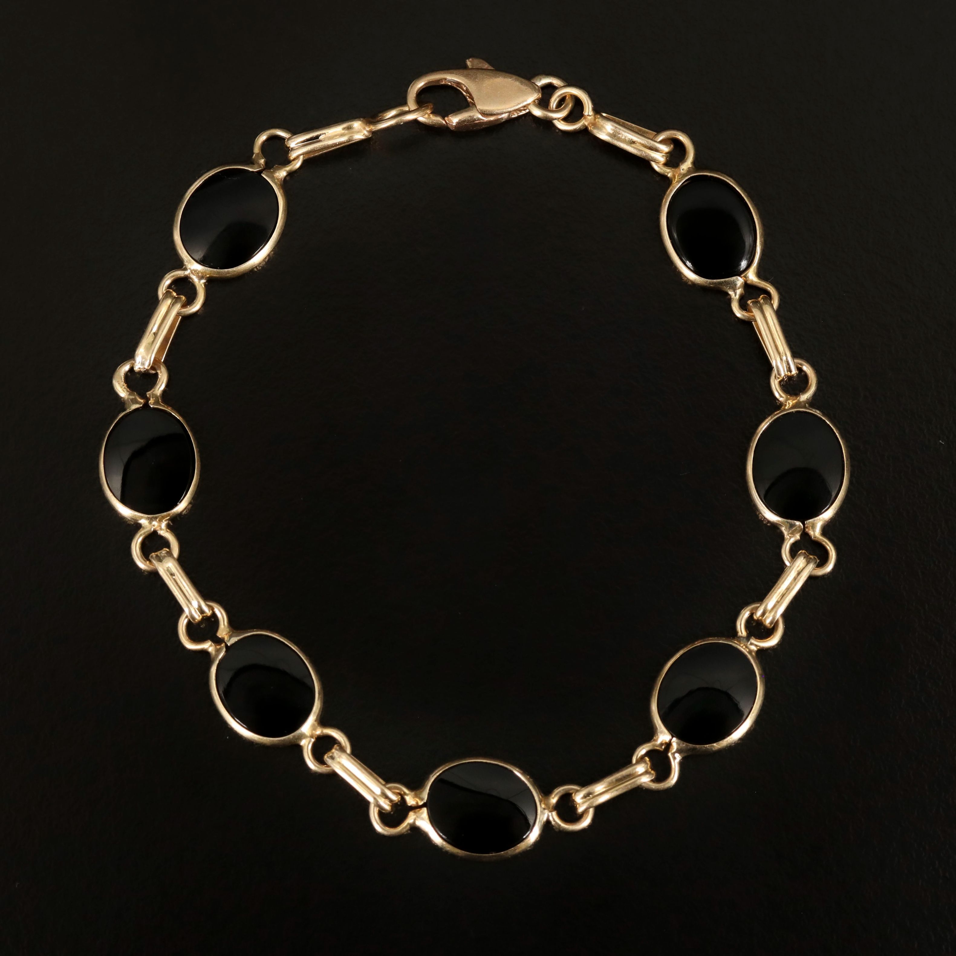 14K Black Onyx Link Bracelet