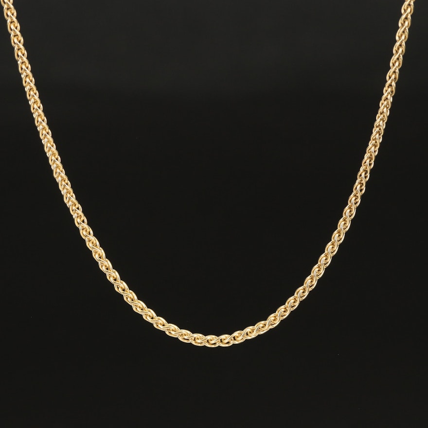 Italian 14K Wheat Chain Necklace