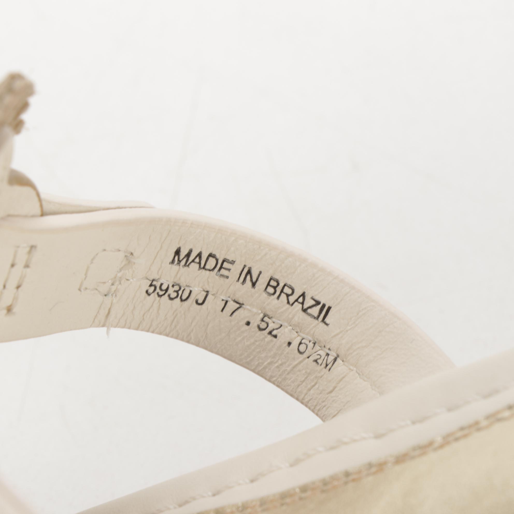 Tory Burch Logo Sandals in Off-White and Gold Metallic