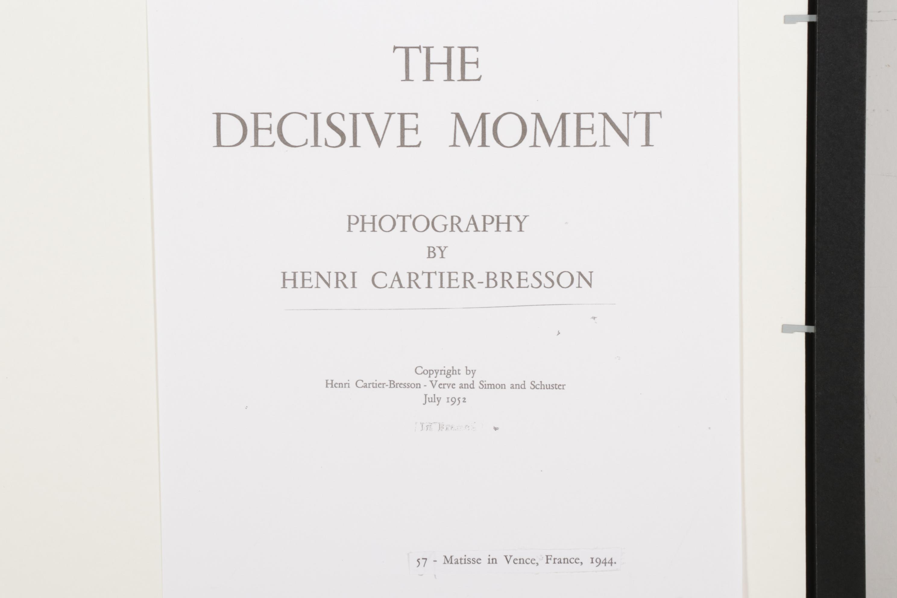 Henri Cartier-Bresson Rotogravure "Matisse in Vence" From "The Decisive Moment"