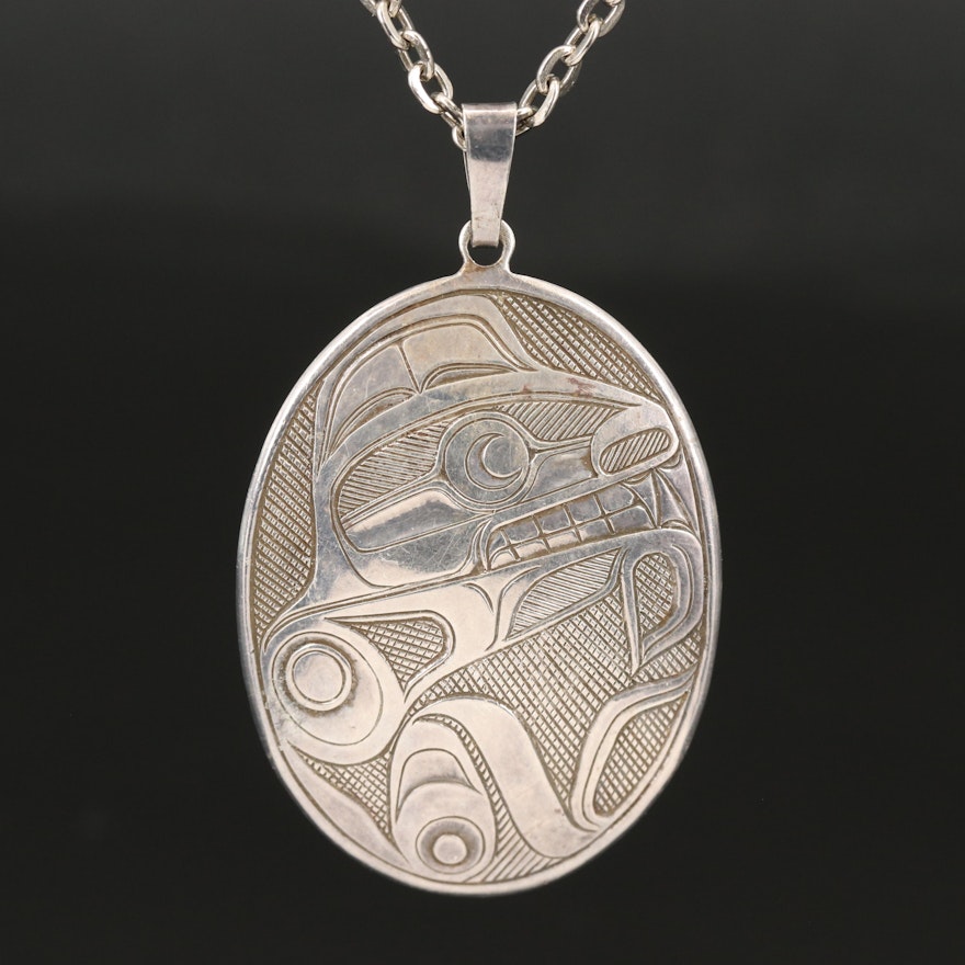 David Quist Sterling Seabear Pendant Necklace