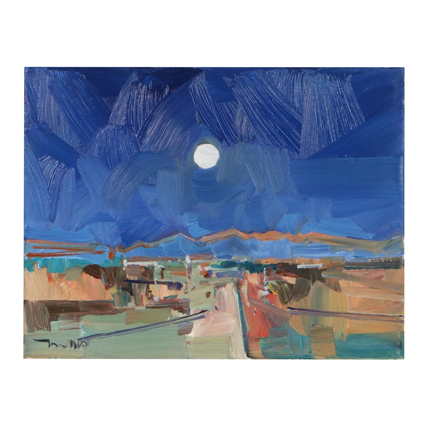 Jose Trujillo Oil Painting "Full Moon," 2021