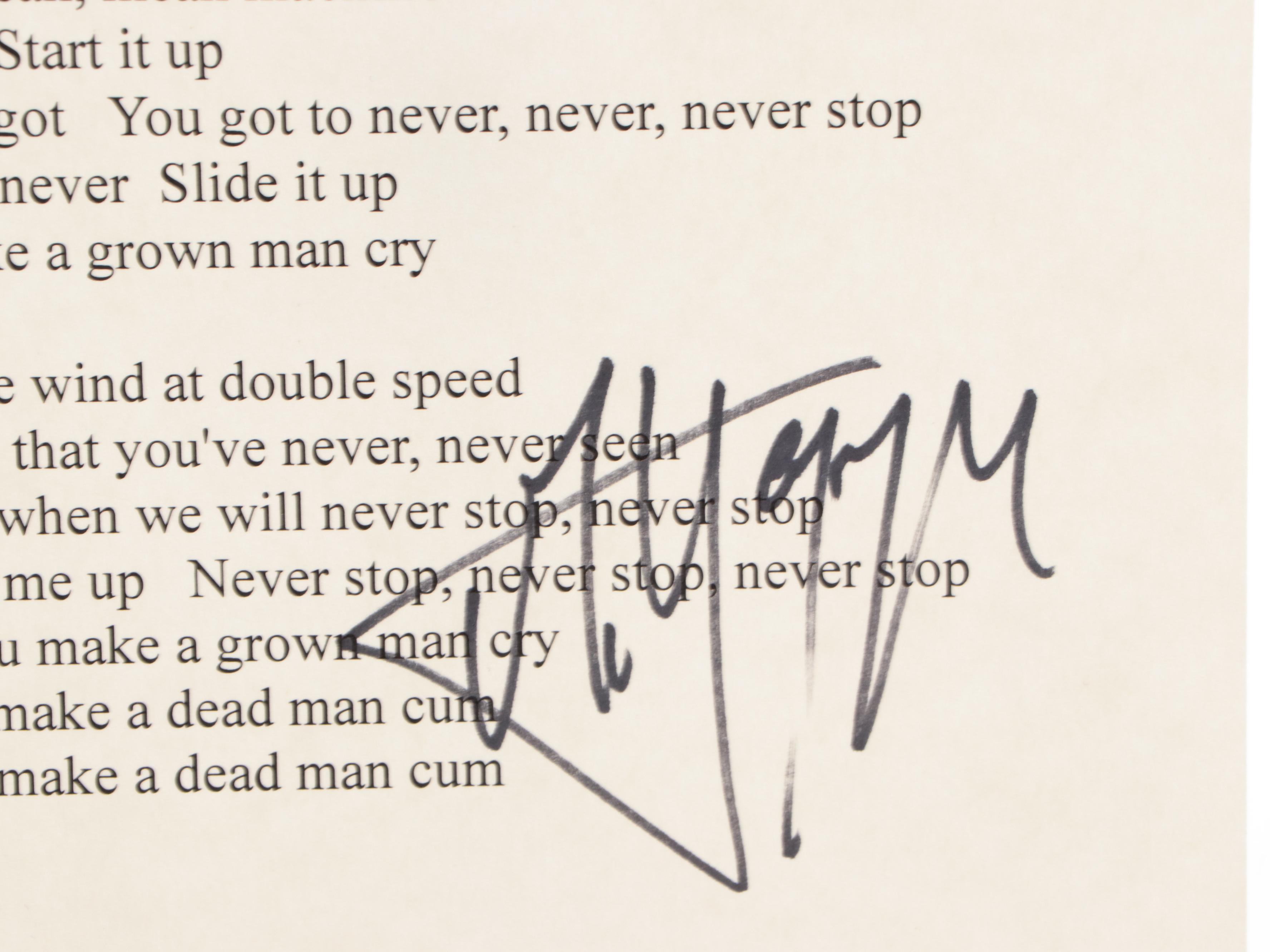 Mick Jagger Signed "Start Me Up" Lyric Sheet, Global COA