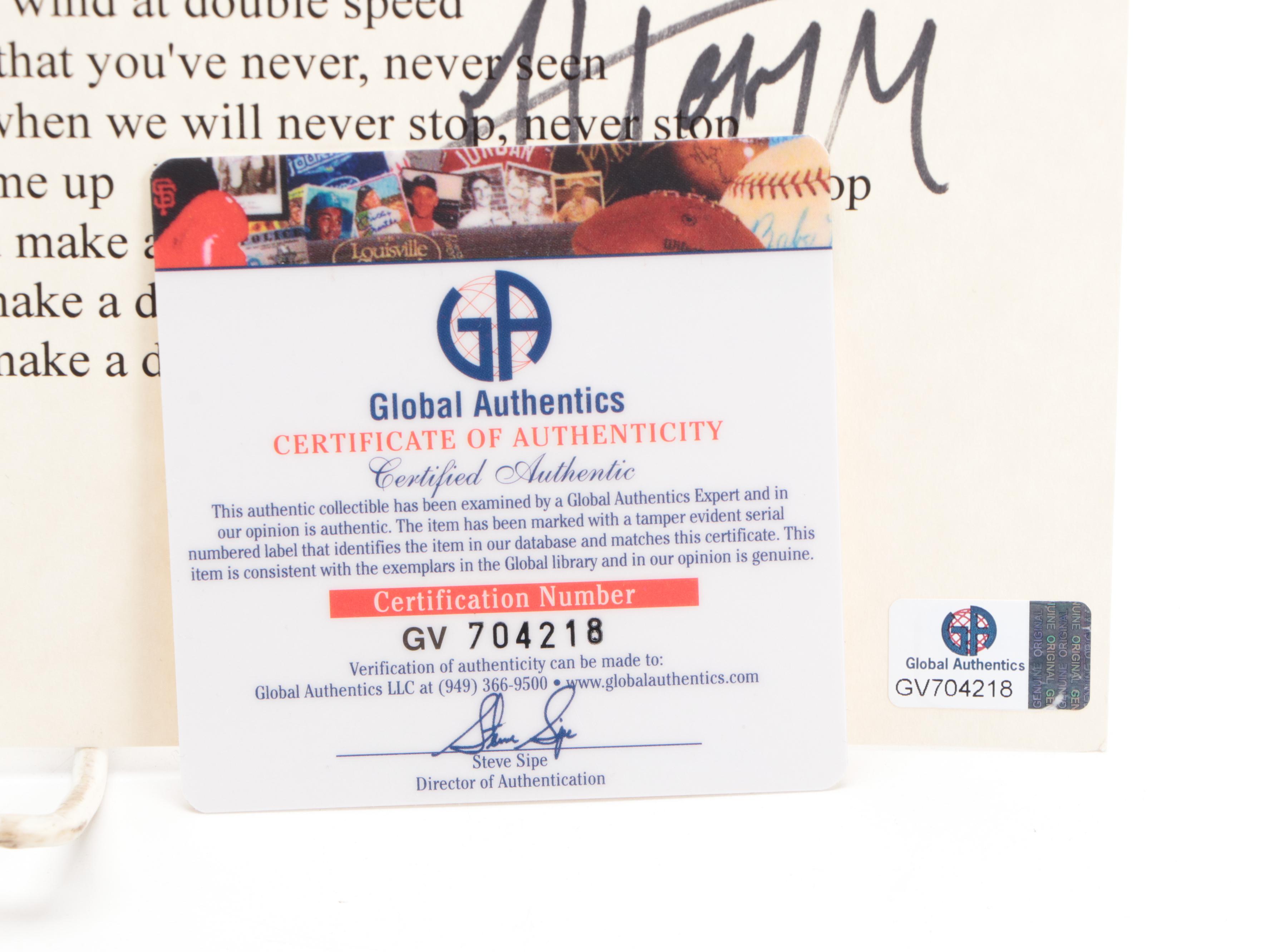 Mick Jagger Signed "Start Me Up" Lyric Sheet, Global COA