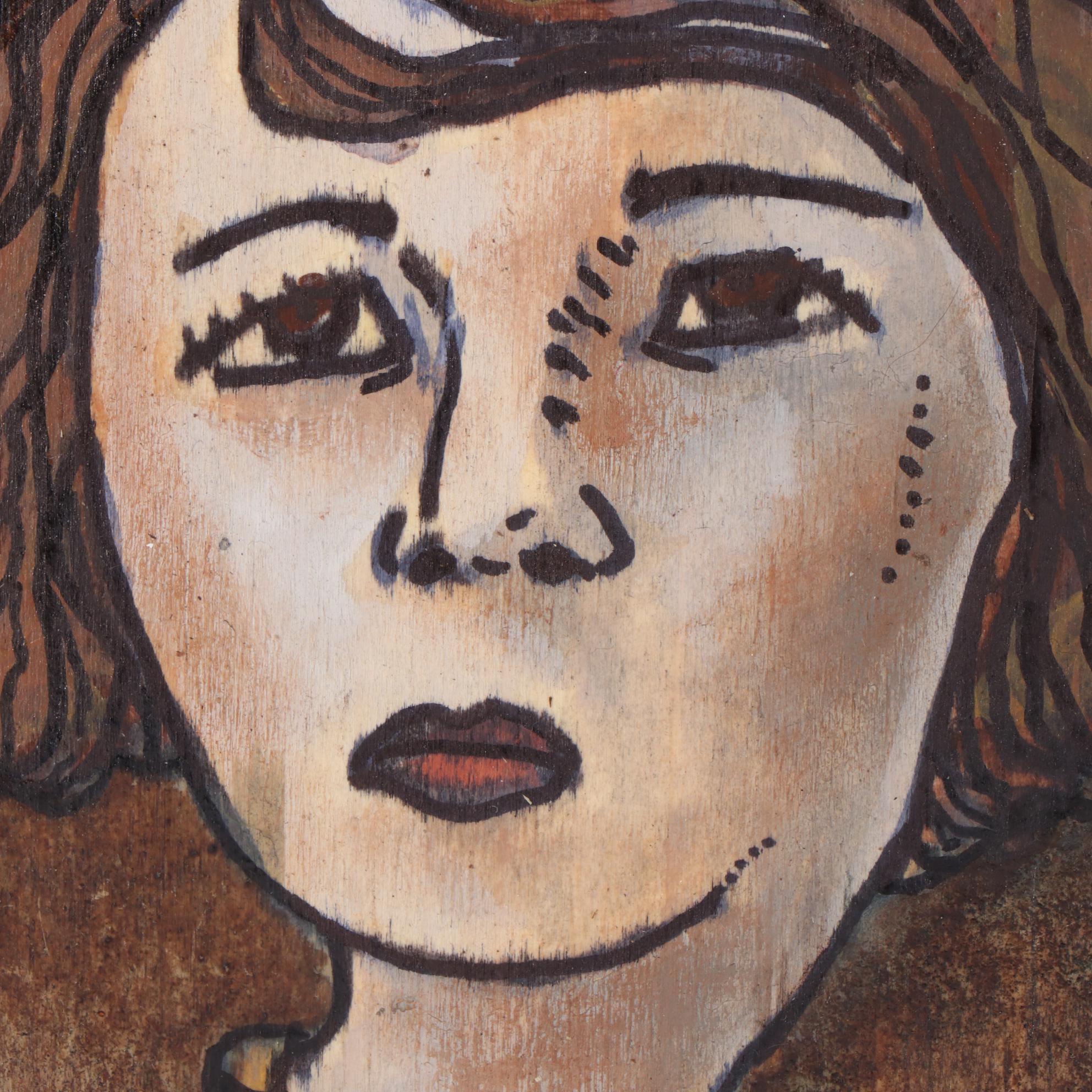 Aaron Wooten Acrylic and Ink Painting "Zelda Fitzgerald," 2018