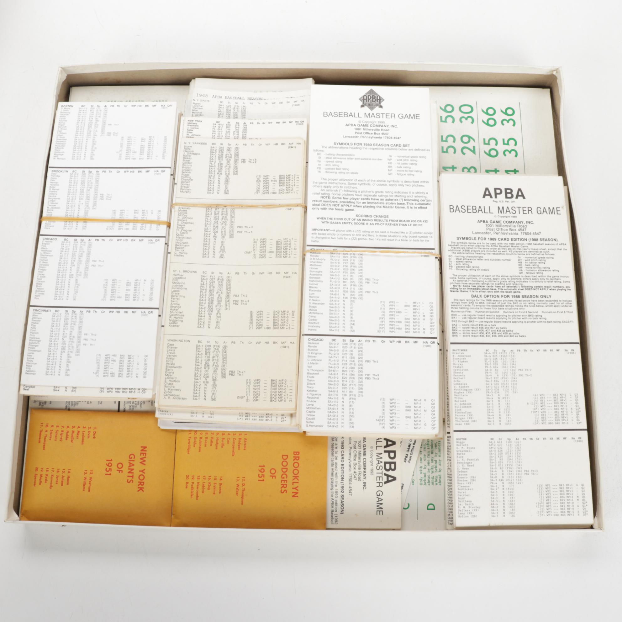 One APBA Board Game and Three Boxes of Team Card Sets