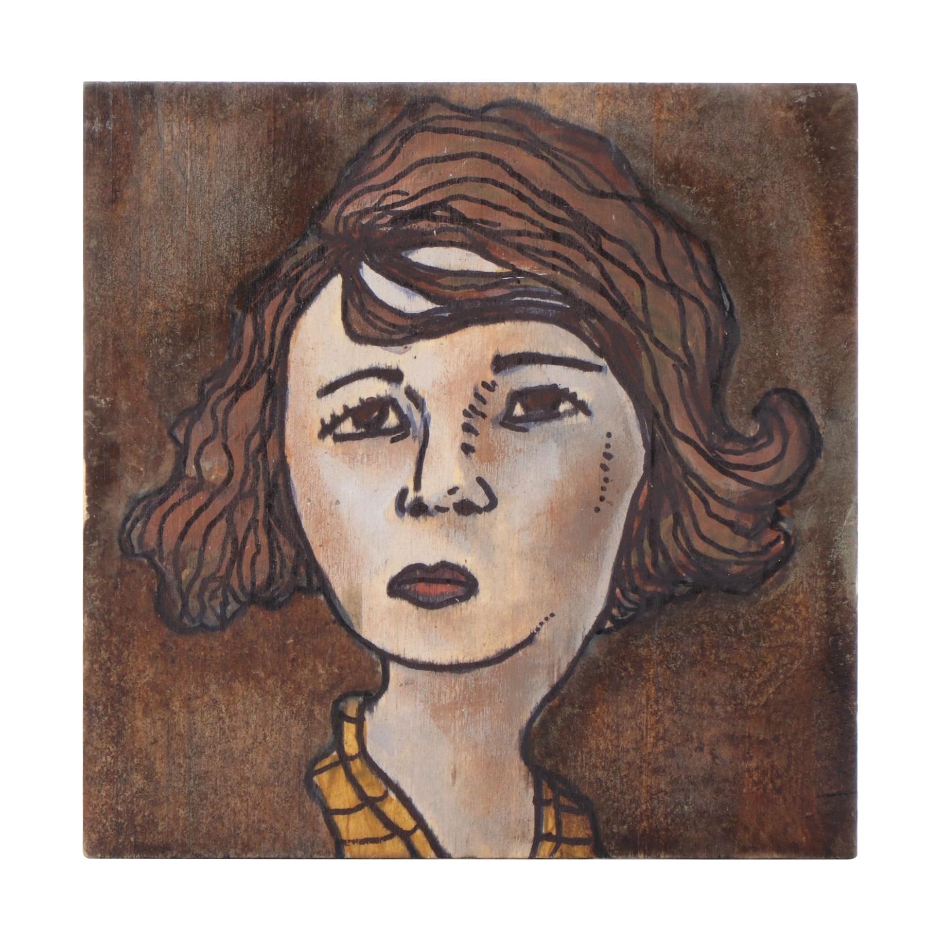 Aaron Wooten Acrylic and Ink Painting "Zelda Fitzgerald," 2018