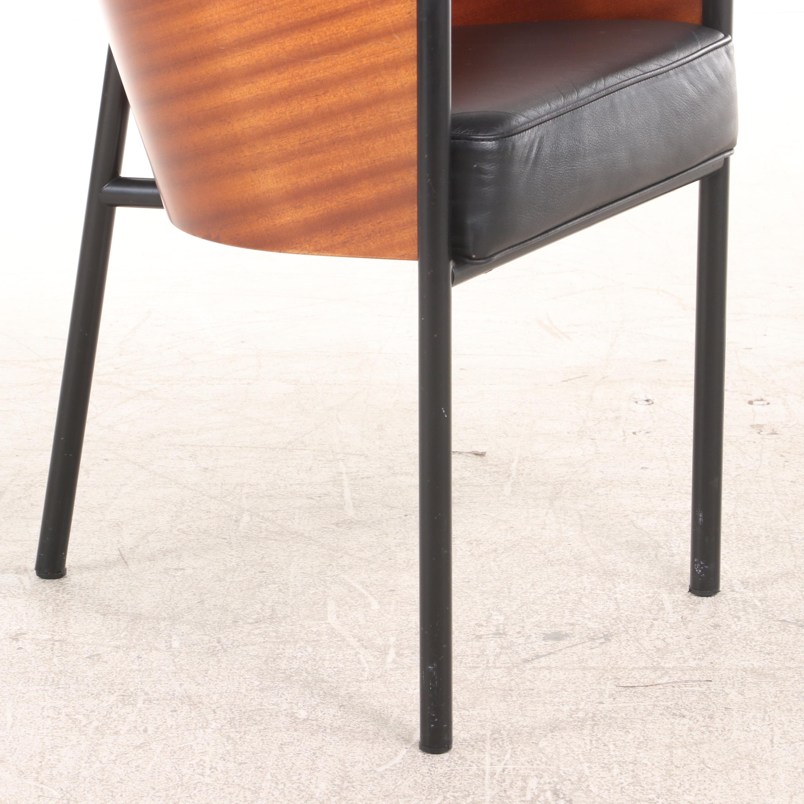 Two Philippe Starck for Aleph/Driade Laminated Mahogany & Steel "Costes" Chairs