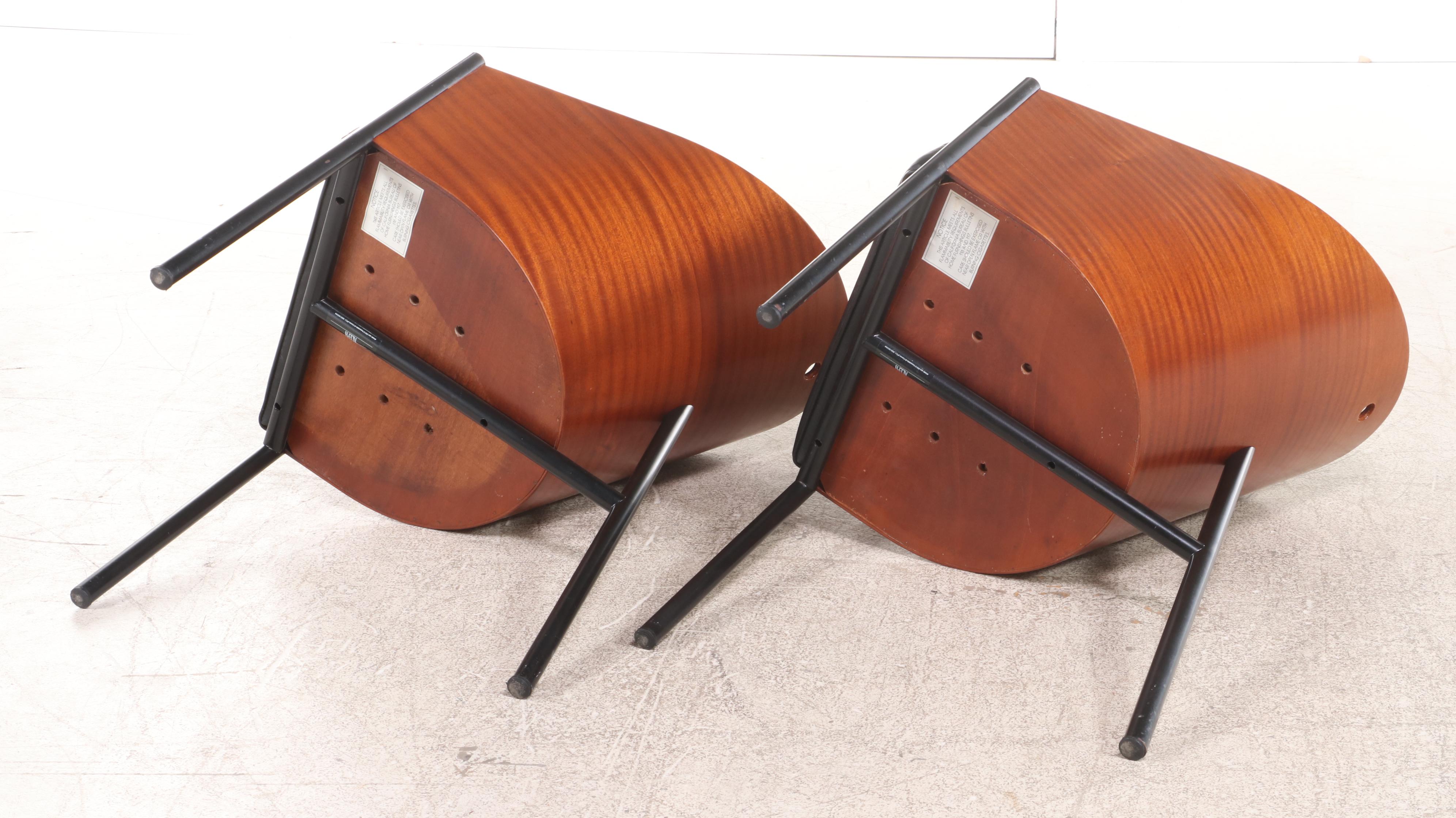 Two Philippe Starck for Aleph/Driade Laminated Mahogany & Steel "Costes" Chairs