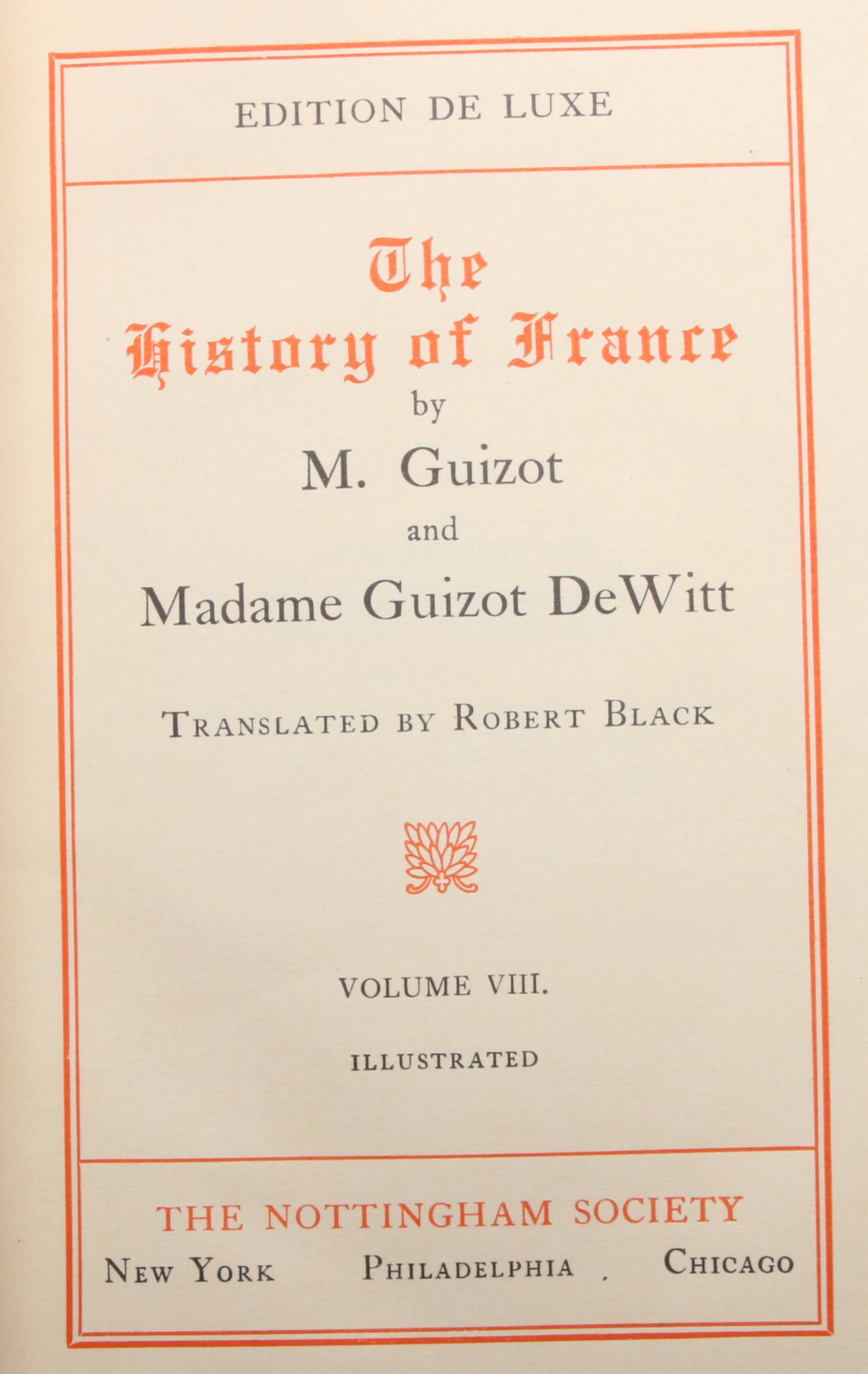 Limited Edition "The History of France" Eight-Volume Set, Late 19th Century