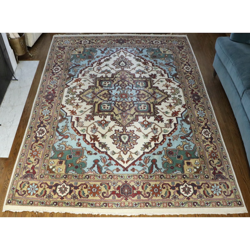 8'11 x 11' Hand-Knotted Indo-Persian Heriz Area Rug